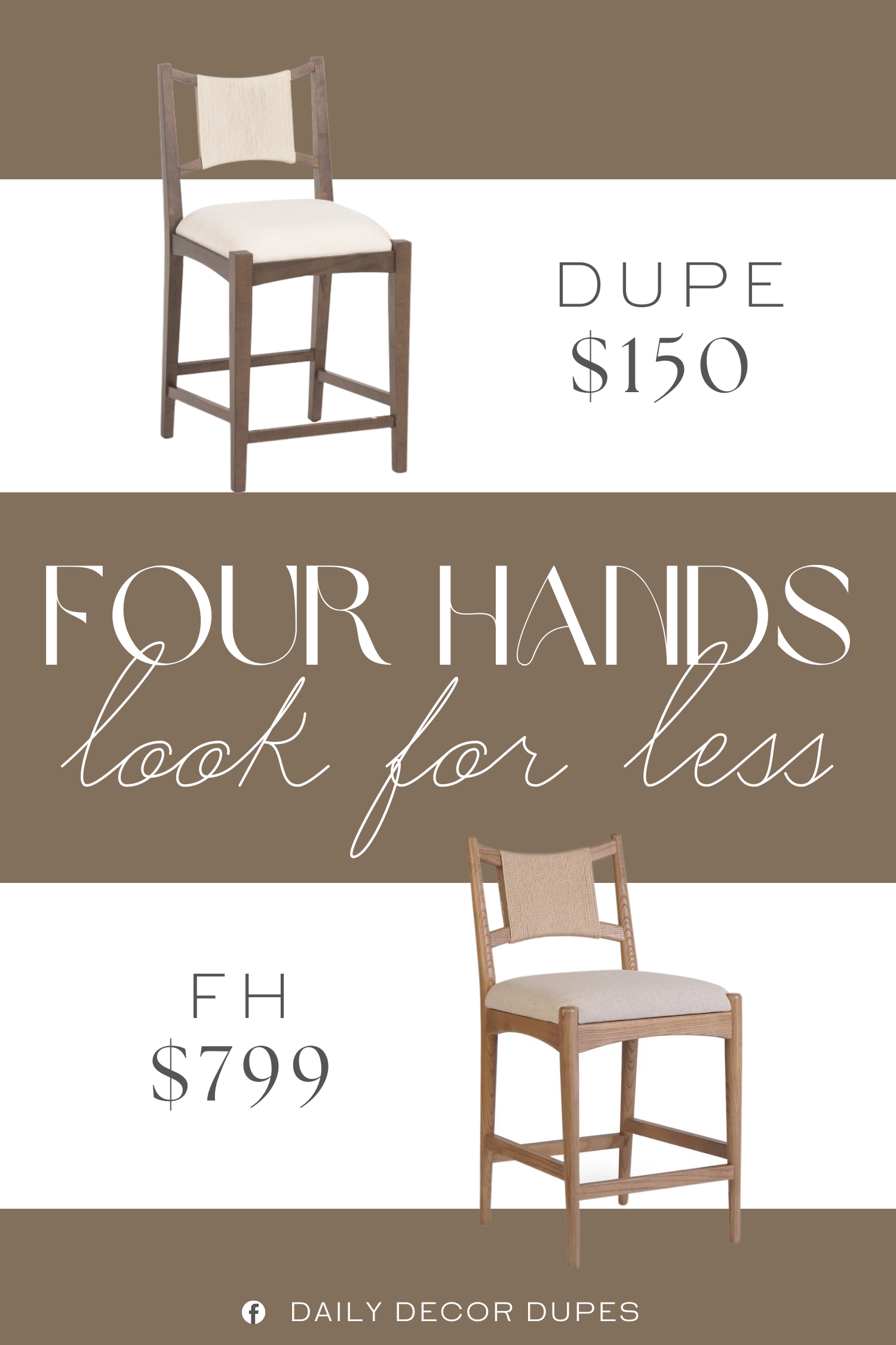 Four Hands Haddon Counter Stool Dupe. upholstered design. polyurethane foam