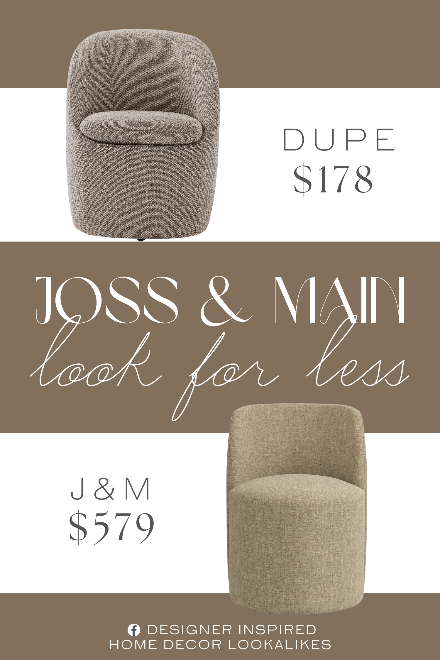 Joss & Main Begonia Dining Chair Dupe.Crafted with durable solid and engineered wood, ensuring longevity and stability for years of use. Features truffle brown premium fabric upholstery, providing a stylish and warm aesthetic.