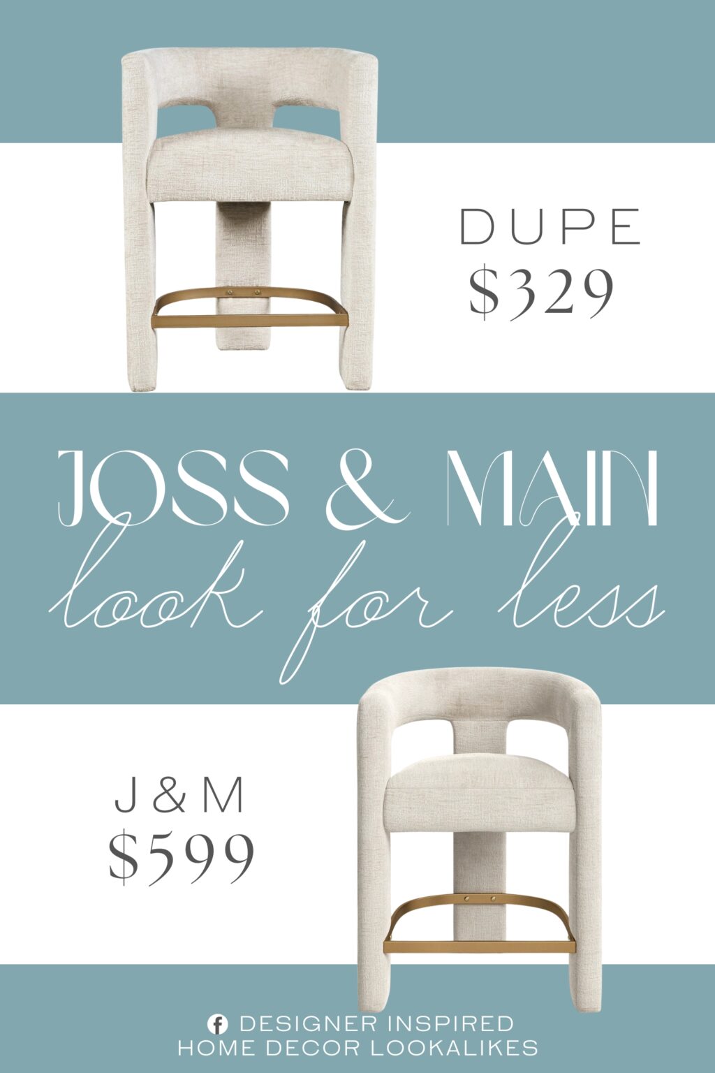 Joss & Main Darlington Counter Stool Dupe. This upholstered dining stool features plush cushioning and soft fabric for maximum comfort, making it one of the most comfy dining chairs for daily use.