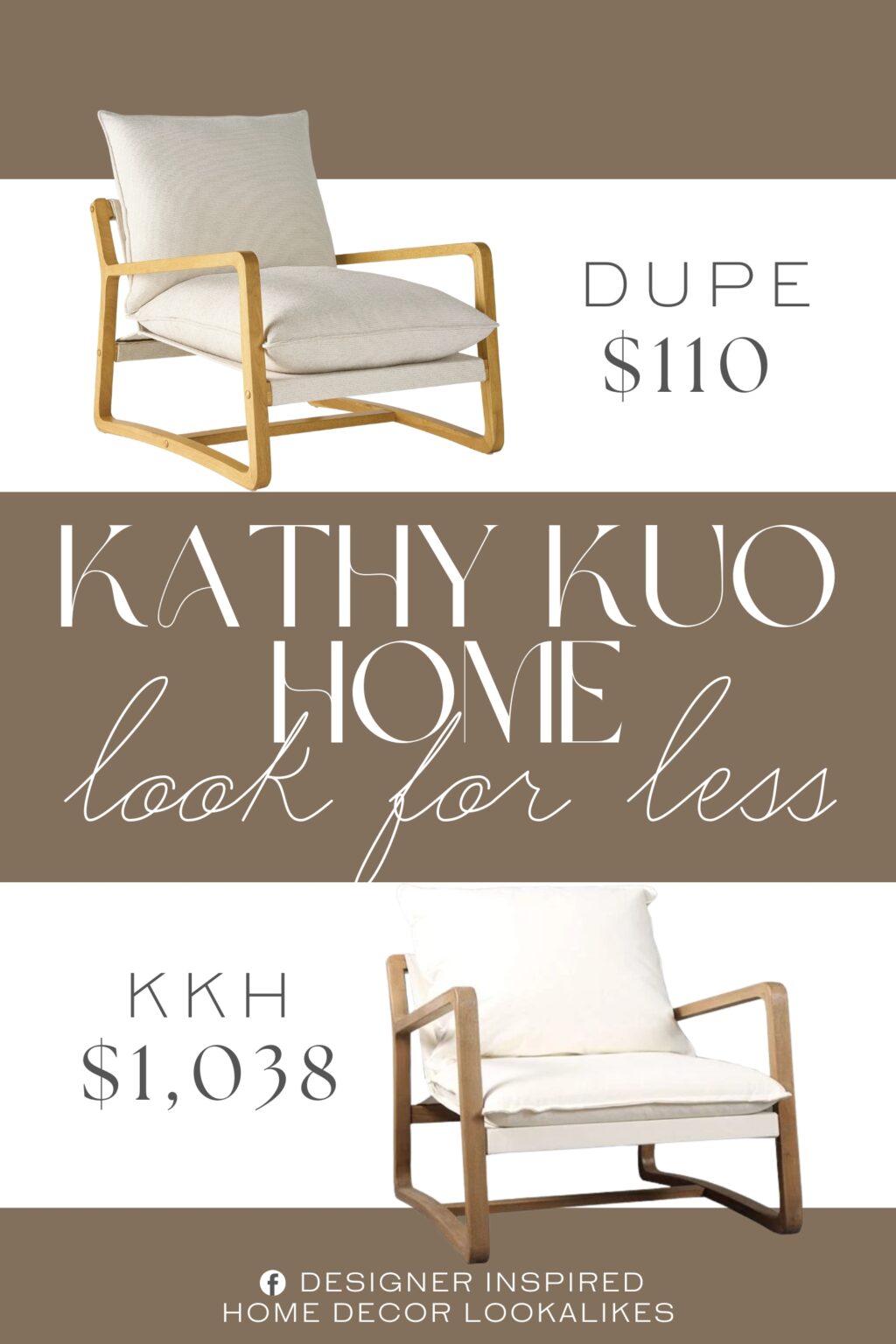 Kathy Kuo Home Clyde Rustic Lodge Occasional Chair Dupe. Constructed with a solid wood frame, boucle fabric, and foam cushions for long-lasting use.