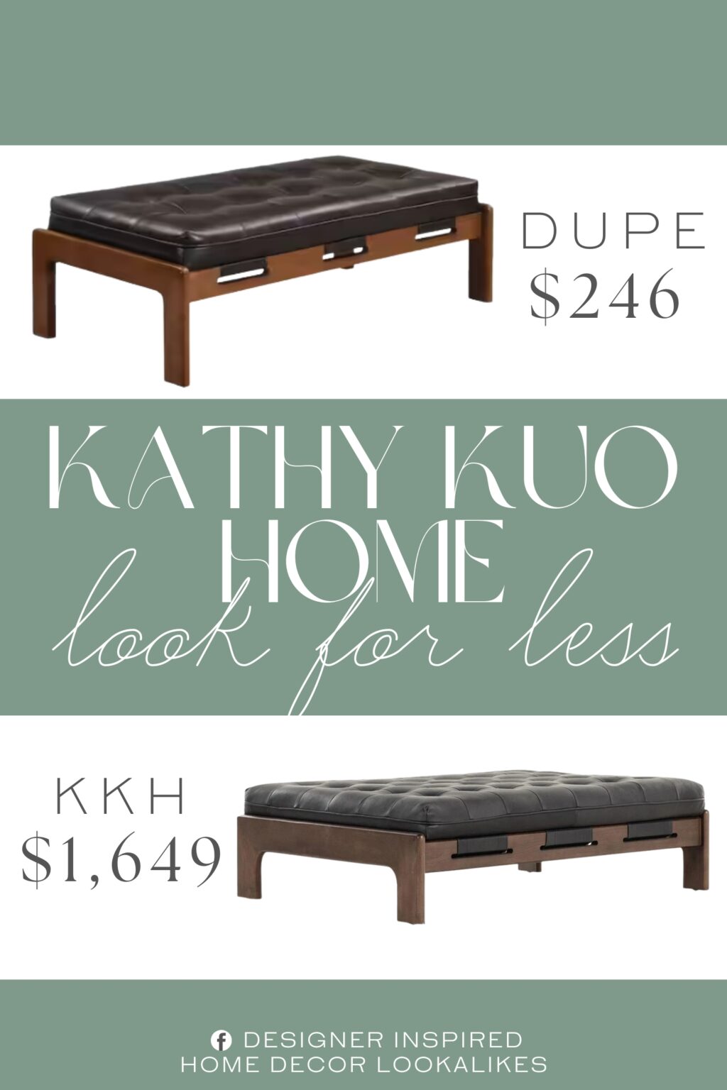 Kathy Kuo Home Hadley Black Upholstered Leather Ottoman Dupe. Crafted with a durable solid wood frame, the bench provides long-lasting stability and support, making it reliable for daily use.