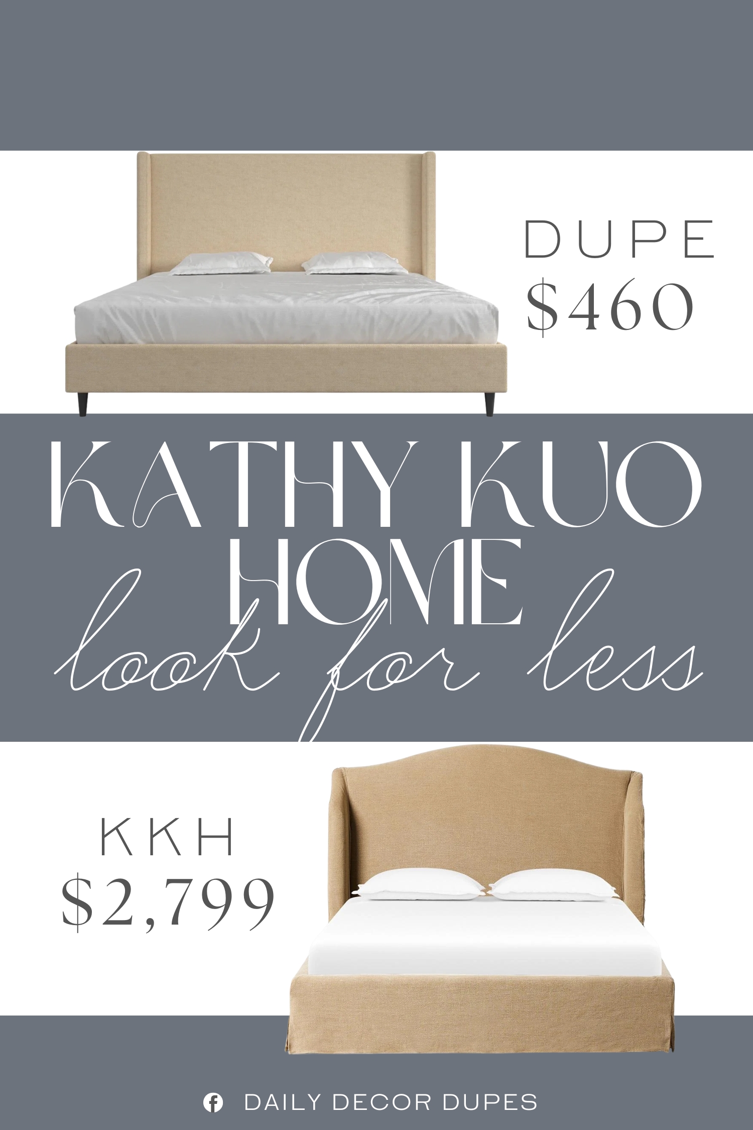 Kathy Kuo Home Maddie Upholstered Wingback Bed Dupe. It’s crafted with a solid and engineered wood frame, and it rests on tapered legs for a mid-century modern look. The headboard features a classic wingback design that adds subtle depth and texture.