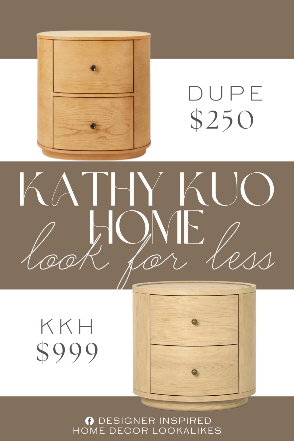 Kathy Kuo Home Newport Modern Round End Table Dupe. Made with a wooden frame, this oval nightstand blends well with your existing decor style.