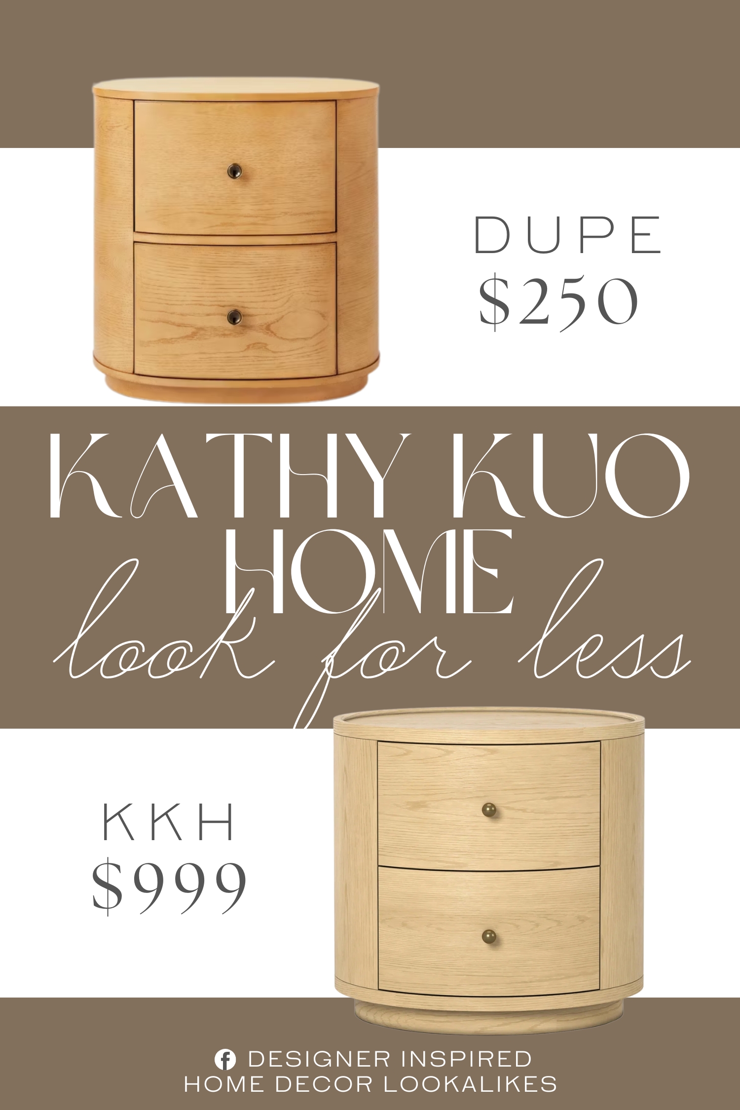 Kathy Kuo Home Newport Modern Round End Table Dupe. Made with a wooden frame, this oval nightstand blends well with your existing decor style.