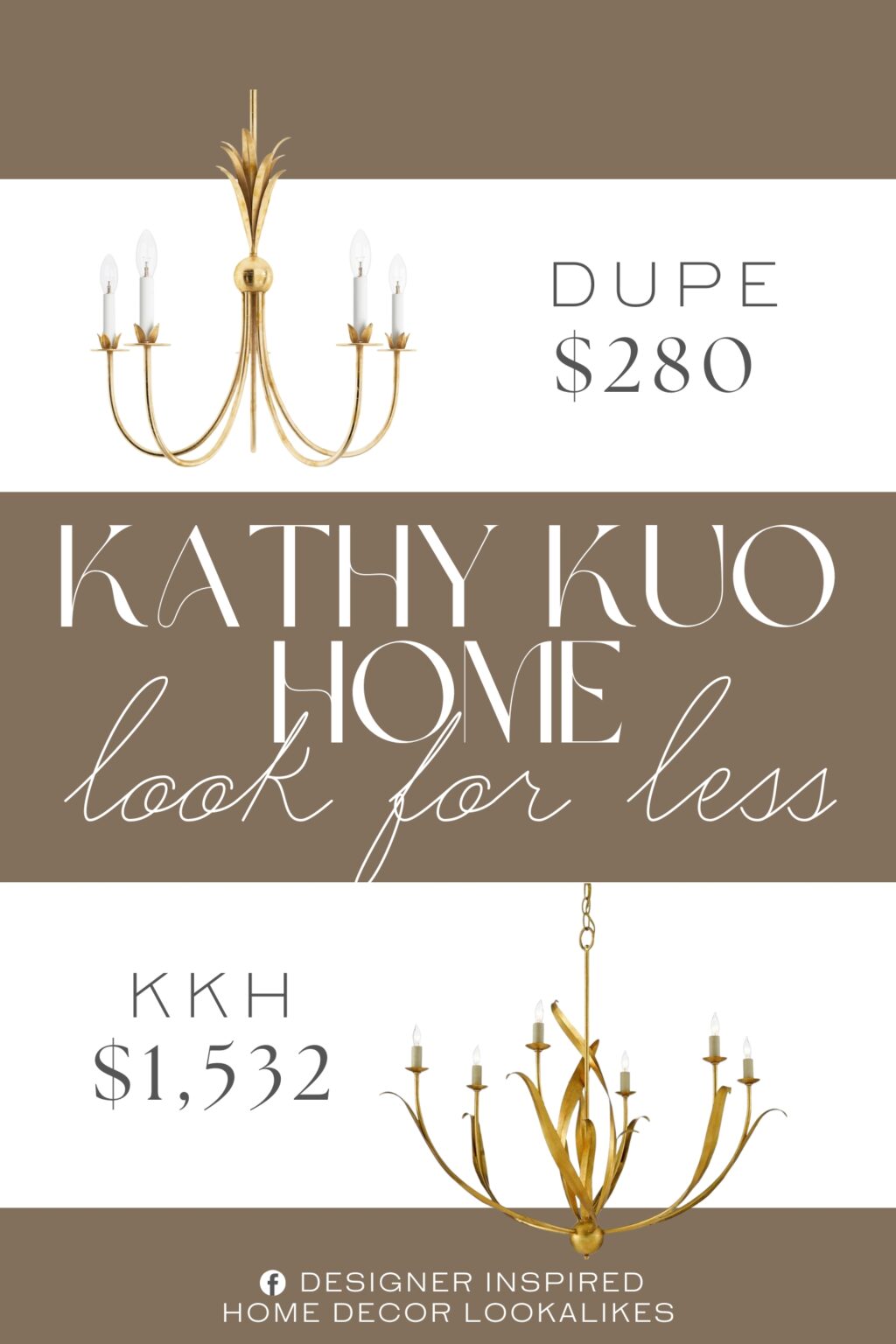 Kathy Kuo Home Sharon Gold Iron Candle Style Chandelier Dupe. It is made from steel and shows off feather-like plumes and floral blooms that surround each candle-style fixture.