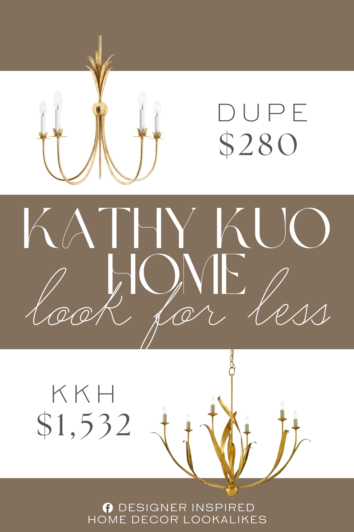 Kathy Kuo Home Sharon Gold Iron Candle Style Chandelier Dupe. It is made from steel and shows off feather-like plumes and floral blooms that surround each candle-style fixture.