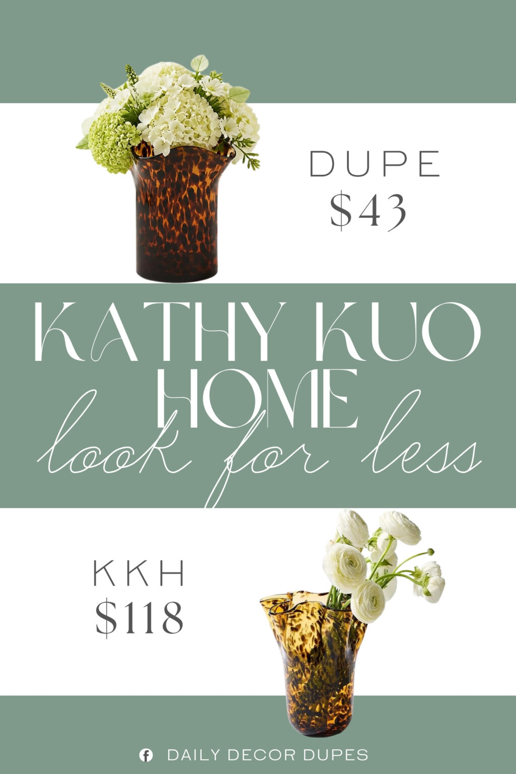 Kathy Kuo Home Tess Tortoise Glass Ruffled Table Vase Dupe. Decorative glass vase features a rich tortoise shell pattern with warm brown tones, creating an eye catching accent for coffee tables, shelves, mantels, vanities and home decor displays.