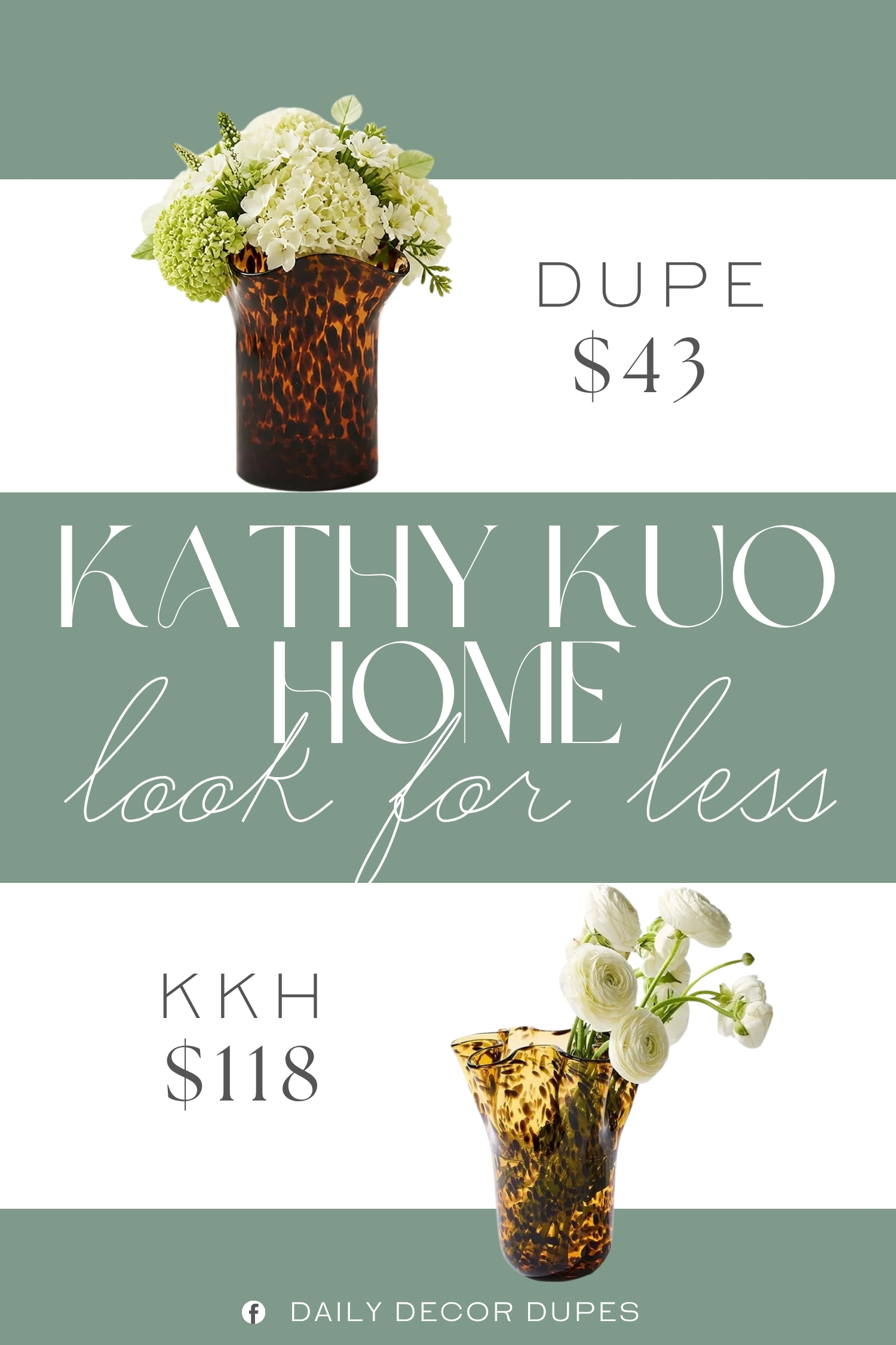 Kathy Kuo Home Tess Tortoise Glass Ruffled Table Vase Dupe. Decorative glass vase features a rich tortoise shell pattern with warm brown tones, creating an eye catching accent for coffee tables, shelves, mantels, vanities and home decor displays.