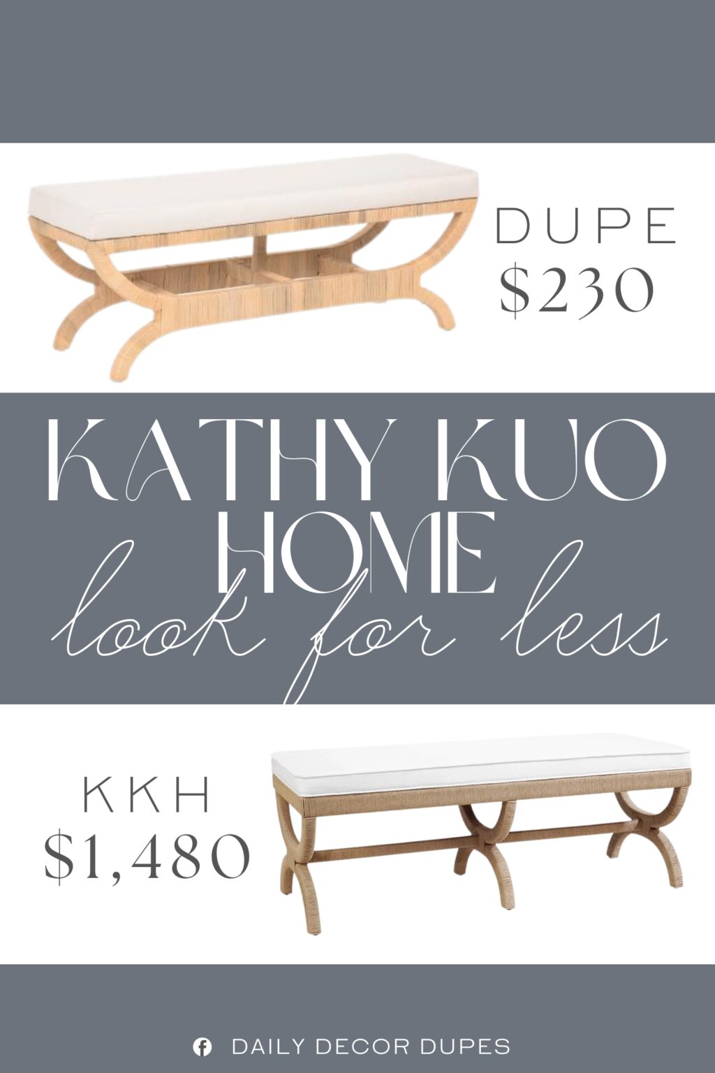 Kathy Kuo Home Upholstered Natural Rope Entryway Bench Dupe. cushioned seat, woven design.
