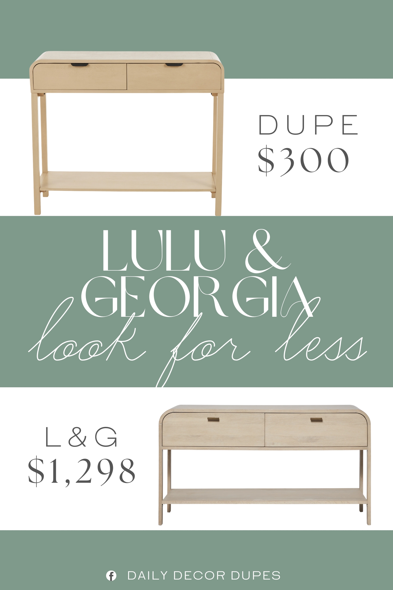Lulu & Georgia Brooke Console Table Dupe. Handcrafted of pine wood and MDF with brushed-beige finish and metal with black finish.