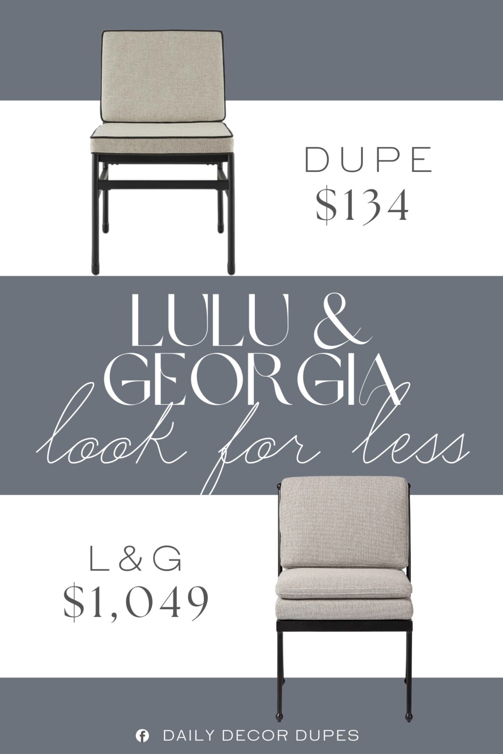 Lulu & Georgia Gracen Outdoor Dining Chair Dupe. Made from 100% Olefin with a subtle interwoven fabric and contrast piping adding a touch of class. Enjoy effortless upkeep with removable, all-weather spill and stain-resistant upholstery designed to endure all seasons.