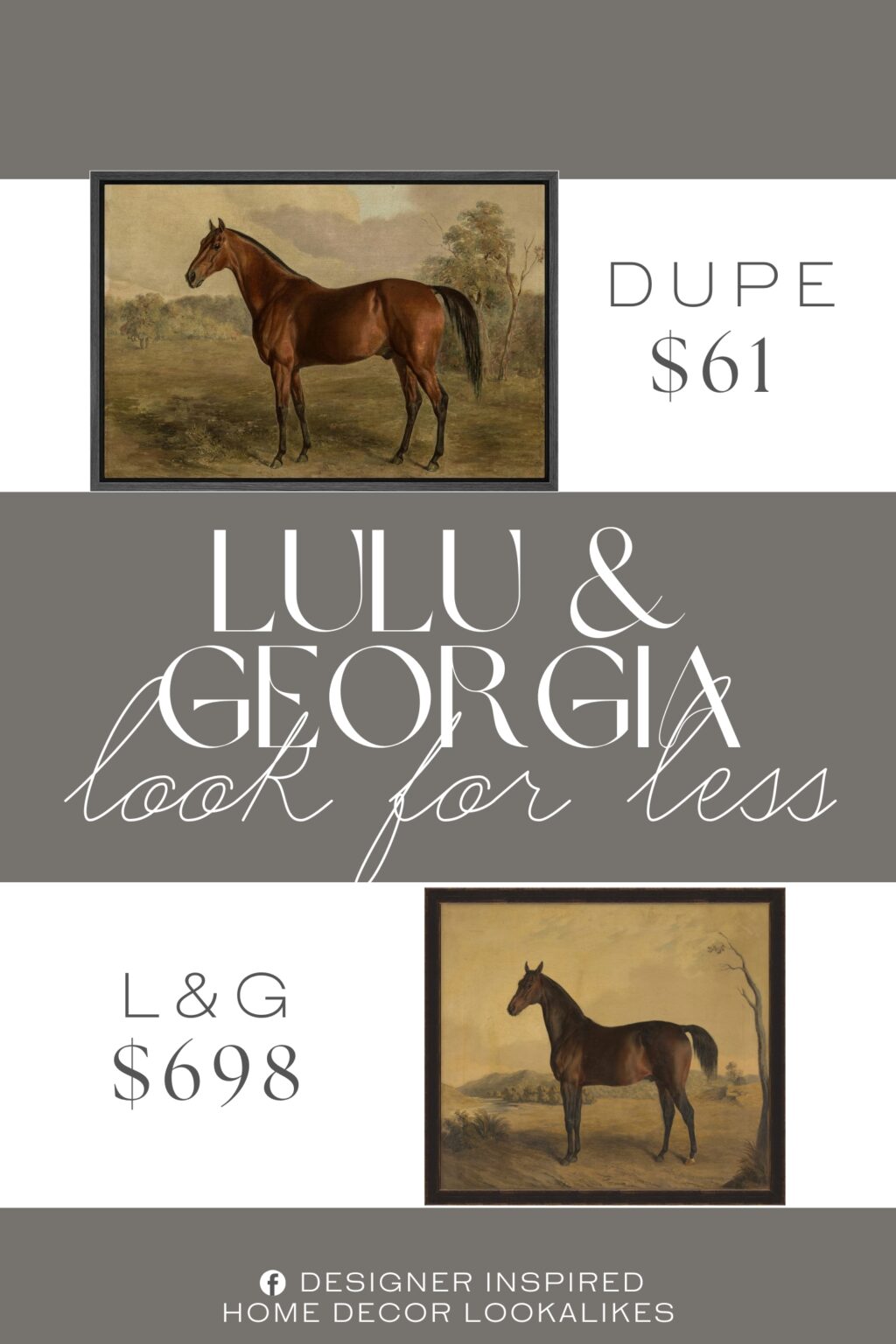 Lulu & Georgia Horse II Wall Art Dupe. High definition modern artwork printed onto industrial grade framed canvas.