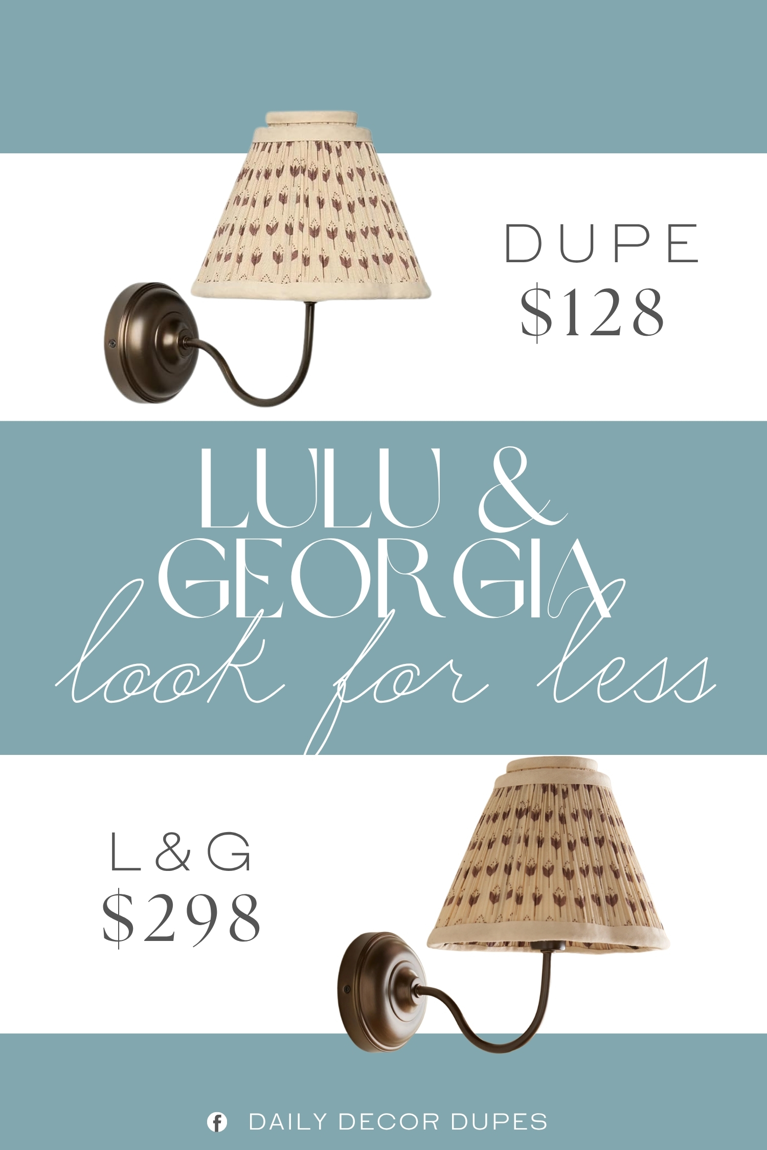 Lulu & Georgia Jordan Sconce Dupe. Its pleated shade features a charming floral print for an unexpected pop of pattern in the room. This sconce light adds a touch of texture and warmth to any wall.