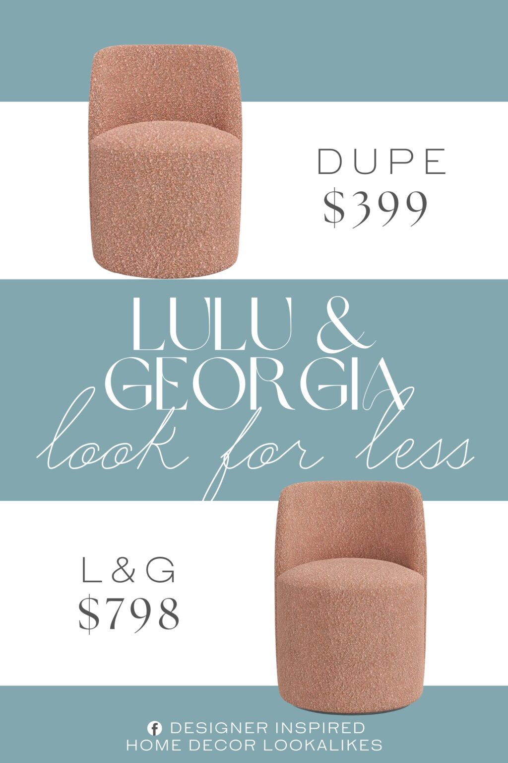 Lulu & Georgia Mckay Swivel Dining Chair Dupe. It features a solid wood frame with a curved back and an armless design we love.