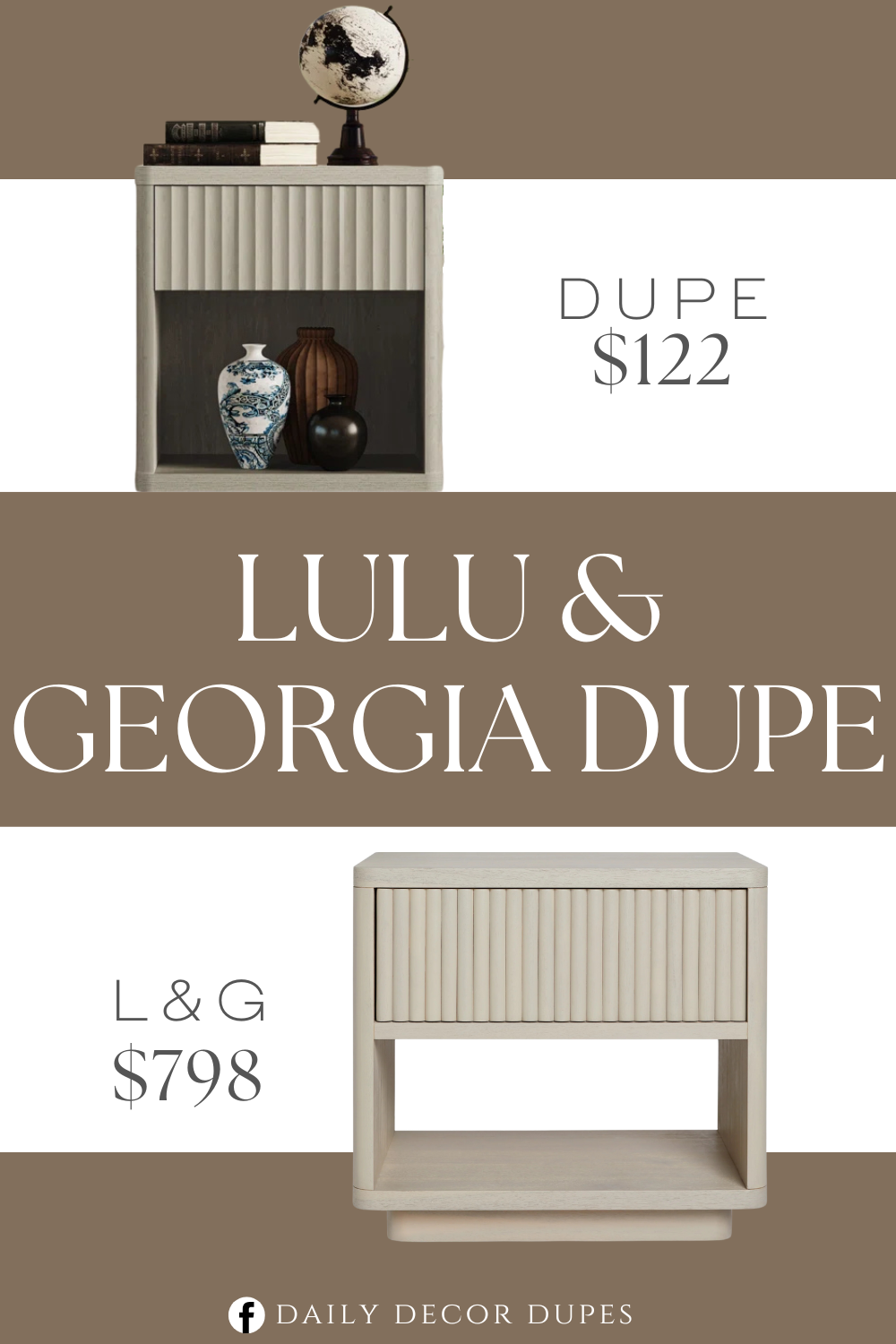 Lulu & Georgia Rutherford Nightstand Dupe. The nightstand features a drawer and open compartment, providing ample space to organize and store necessities conveniently within reach. Made of thickened high-quality MDF board, this nightstand is built to last.