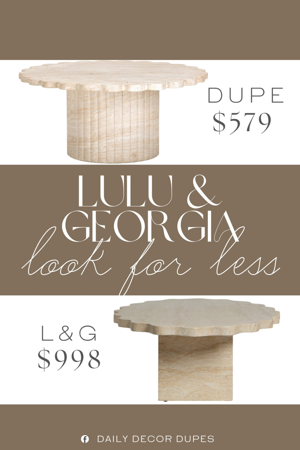 Lulu & Georgia Scalloped Indoor / Outdoor Coffee Table Dupe. Crafted with durable concrete and featuring a textured, washed travertine finish
