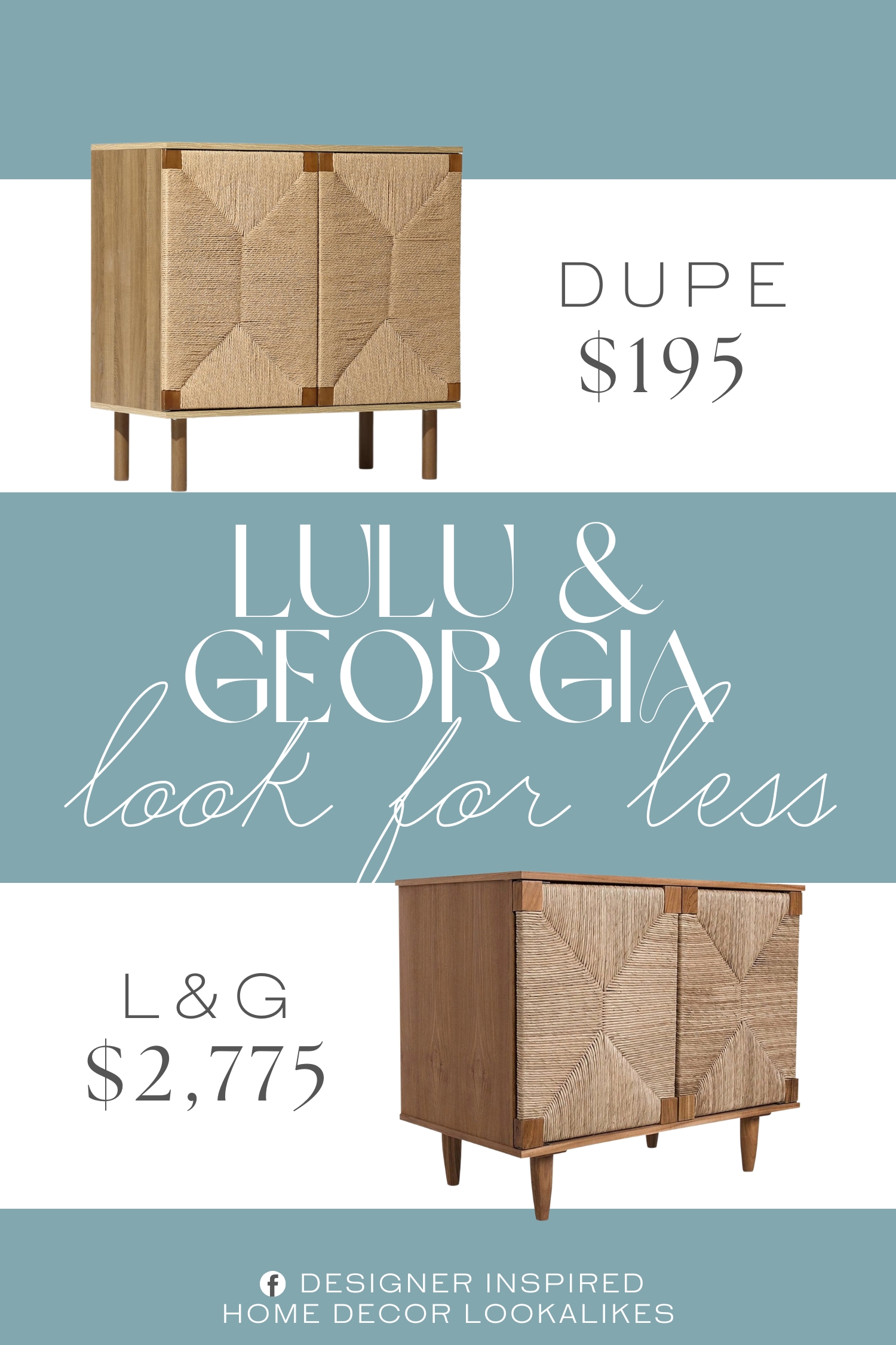 Lulu & Georgia Sian Small Cabinet Dupe. This sideboard buffet cabinet with storage combines natural wood color with handcrafted jute woven doors, blending modern simplicity with natural warmth. Its natural bohemian style fits well with any style decor.