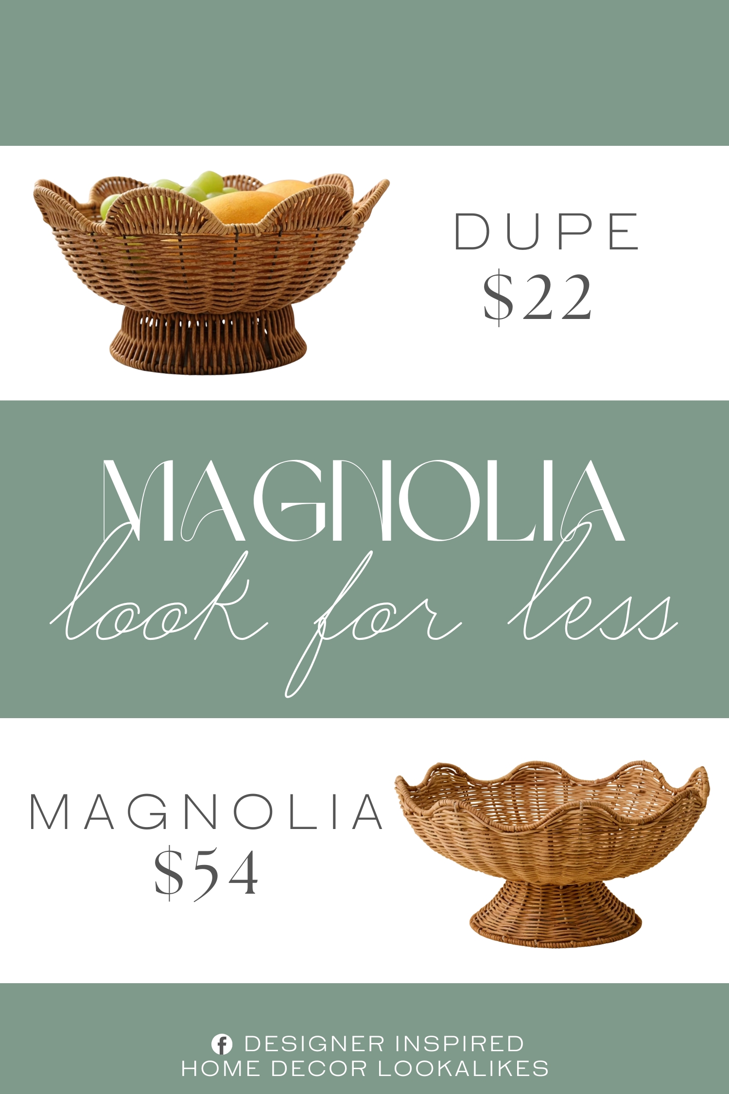 Magnolia Rattan Scallop Bowl Dupe. Crafted from durable, sustainably-sourced natural rattan, this bowl features a beautiful hand-woven texture and a distinctive wavy rim design.