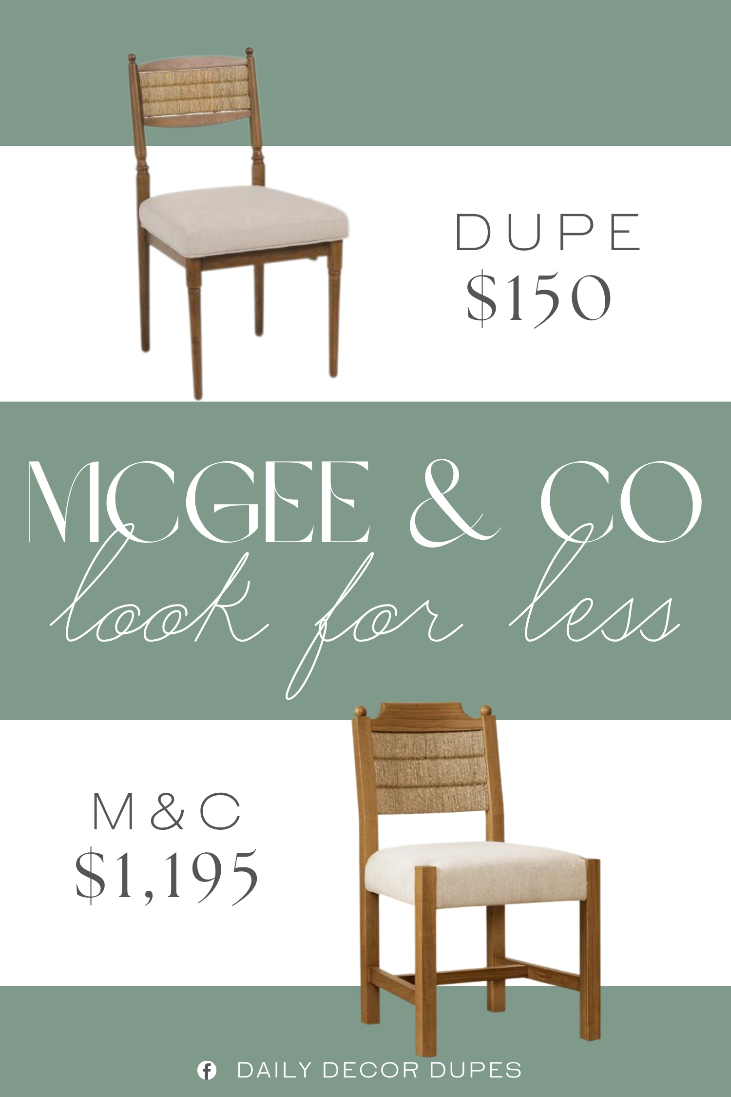 McGee & Co Alberta Dining Chair Dupe. cushioned seats, woven back panel, cane inlay.