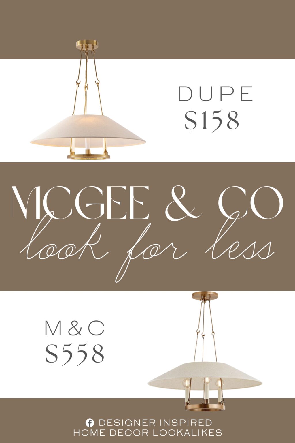McGee & Co Archive Pendant Dupe. Crafted from durable iron with a sleek brass finish, this chandelier exudes timeless charm and elegance.