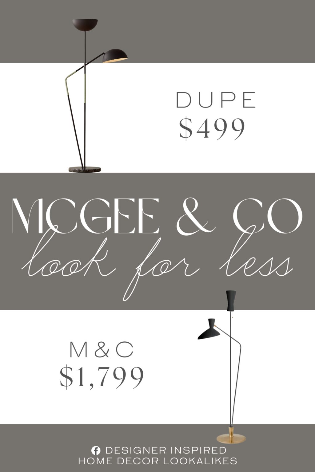 McGee & Co Austen Dual Function Floor Lamp Dupe. features a stunning mix of textures and materials. Upward-facing shade stands tall, while the task light swivels to cast a warm light where needed.