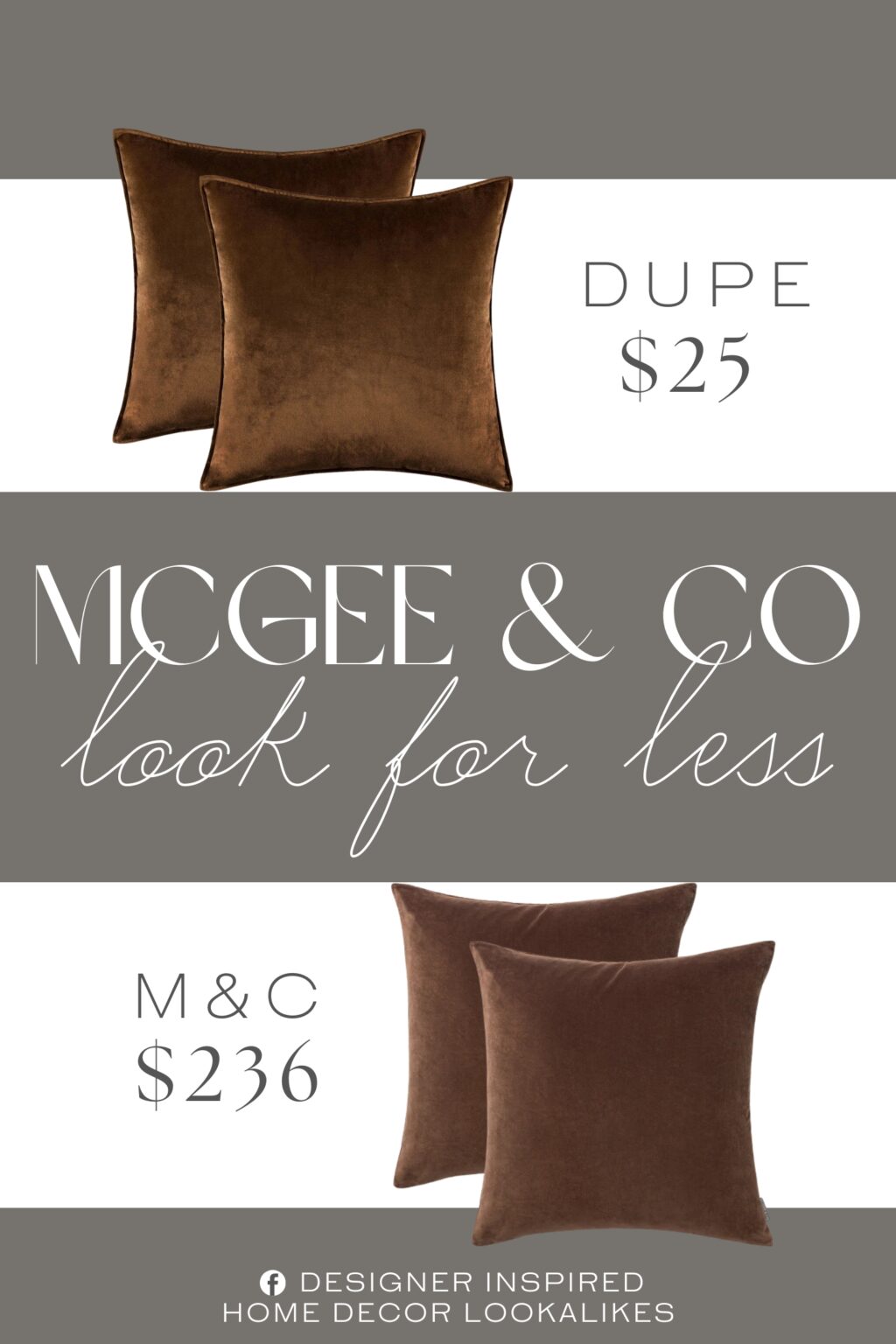 McGee & Co Bellevue Velvet Pillow Cover Dupe. The velvet fabric with delicate texture is soft and wrinkle-resistant.