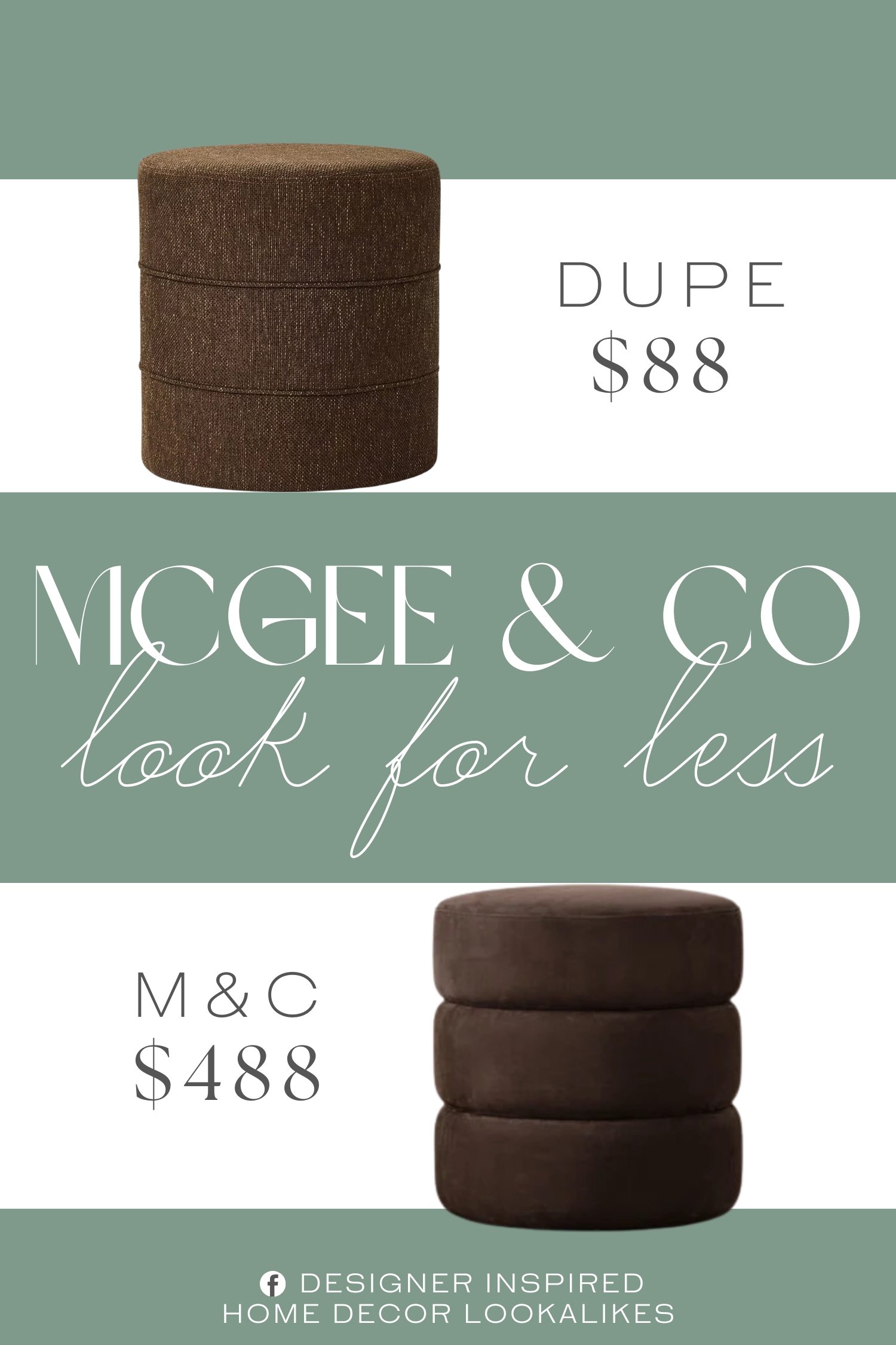 McGee & Co Channel Ottoman Dupe.this round ottoman is upholstered with a mud cloth-style fabric for dimensional appeal.