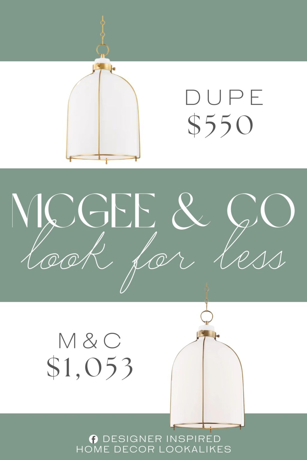 McGee & Co Eldridge Pendant Dupe. this piece highlights timeless craftsmanship with its intricate metal details and luxe opal glass.