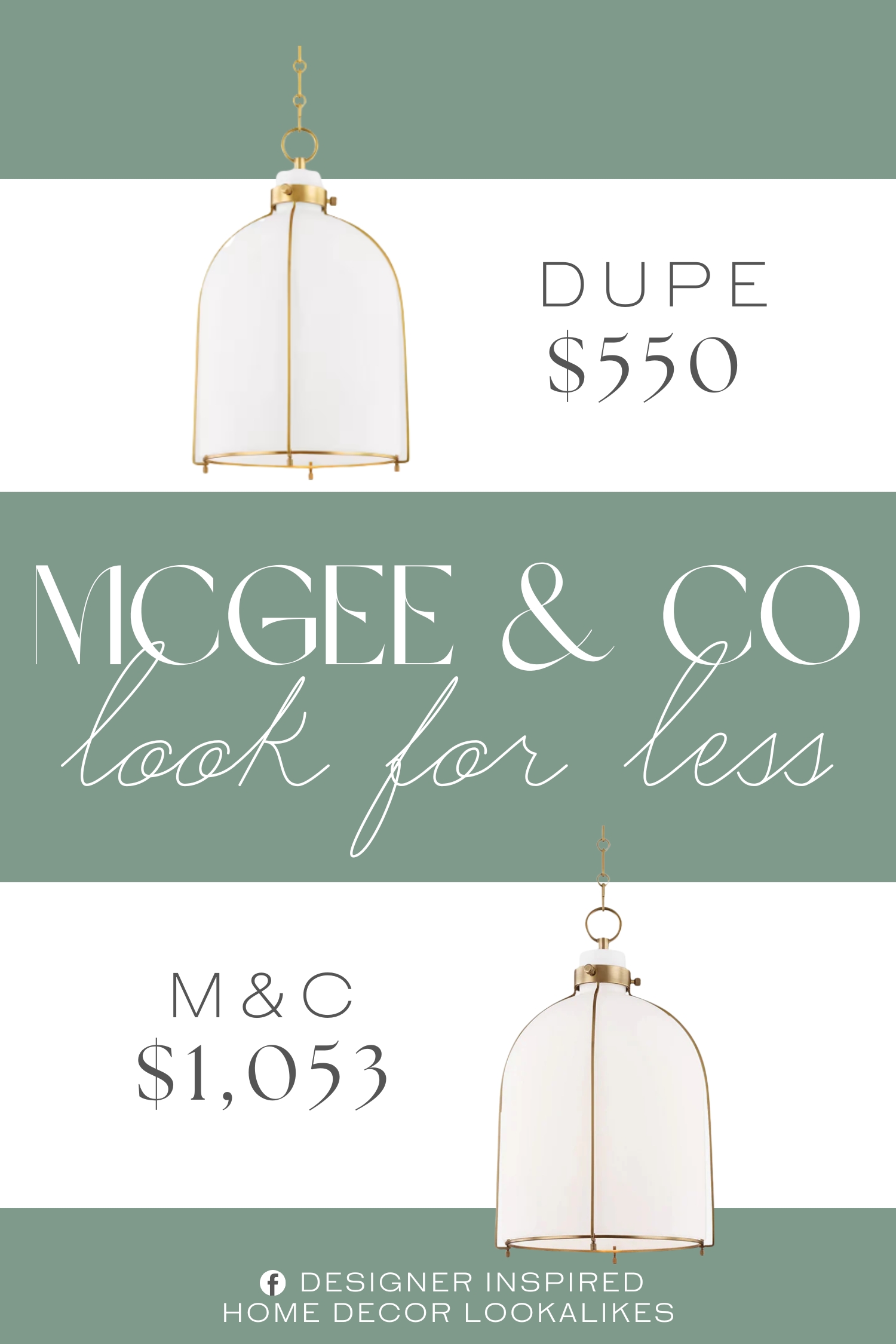 McGee & Co Eldridge Pendant Dupe. this piece highlights timeless craftsmanship with its intricate metal details and luxe opal glass.