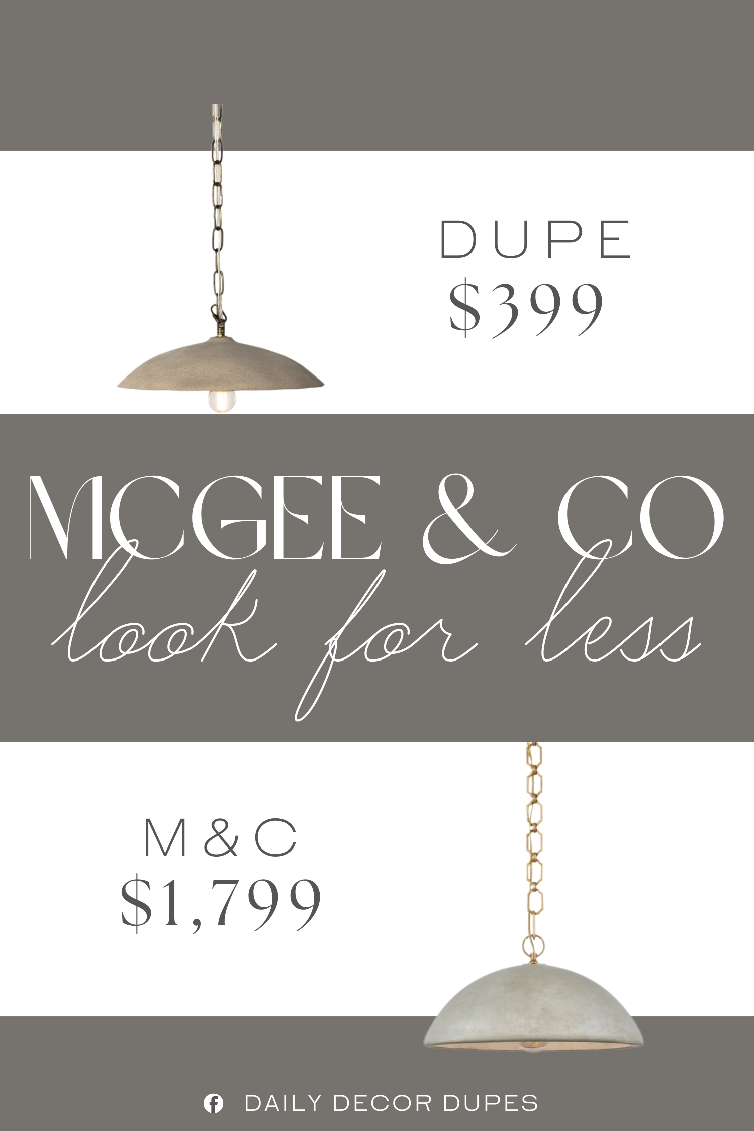 McGee & Co Elliot Pendant Dupe. Light Fixture Shape Dome. Fixture Material Iron. Finish Brass.