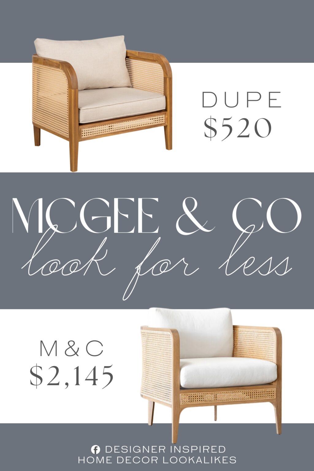 McGee & Co Elowyn Lounge Chair Dupe. Crafted from durable, weatherproof acacia wood, this chair offers a sturdy frame with natural grain beauty, ensuring long-lasting quality and resilience in any outdoor setting.