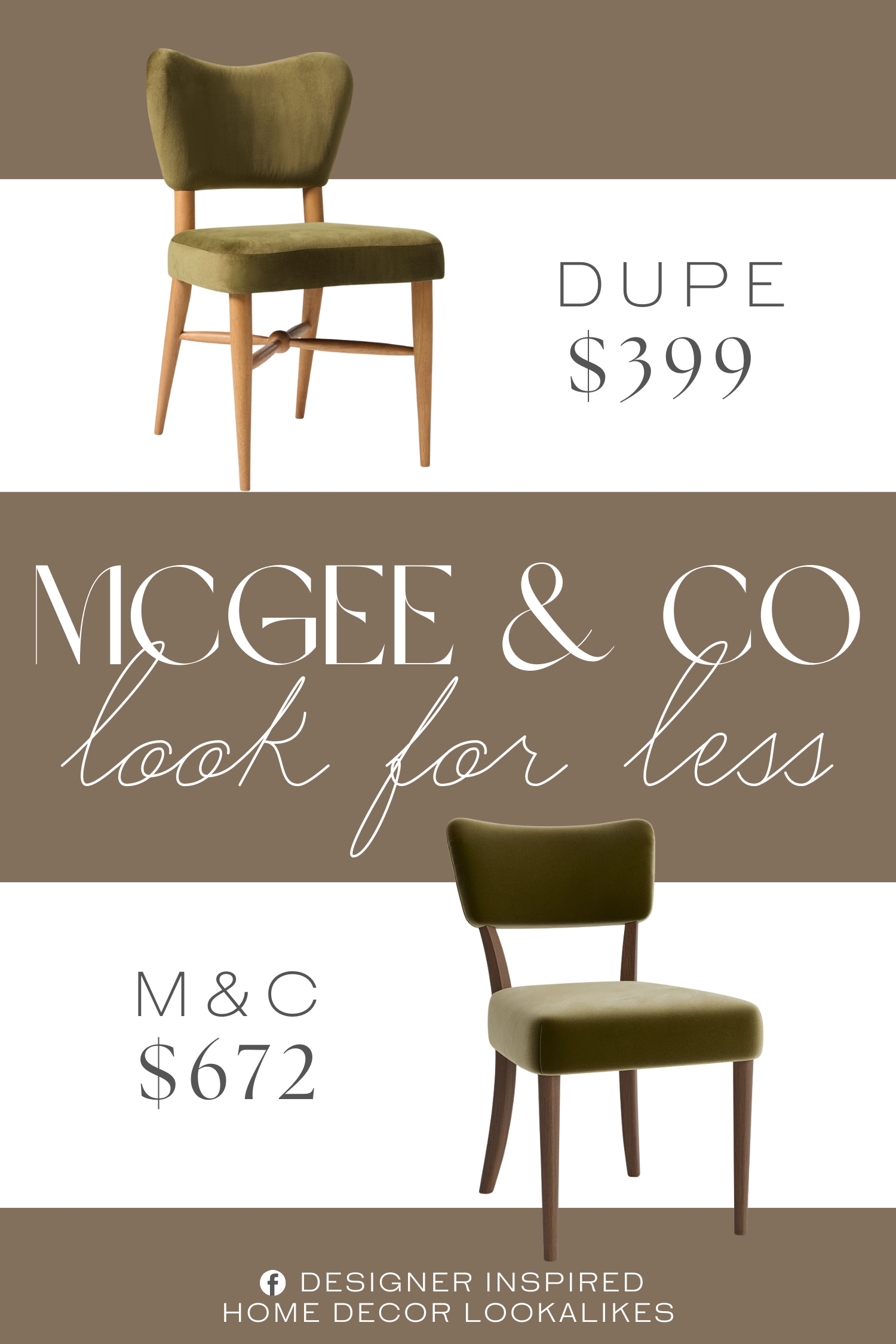 McGee & Co Etienne Dining Chair Dupe. Solid rubberwood frame and legs.