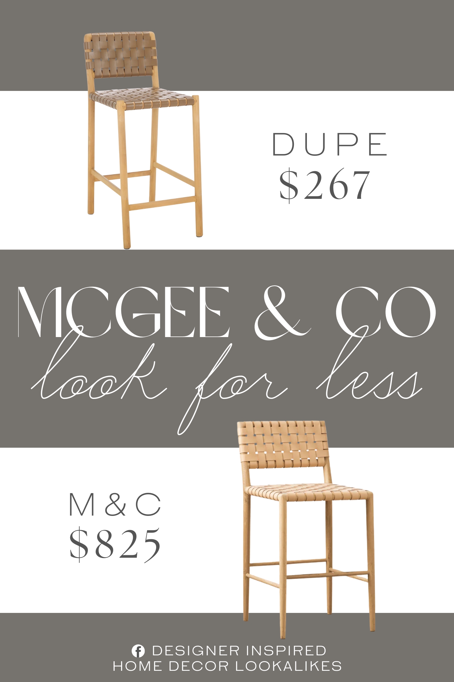 McGee & Co Greely Counter Stool Dupe. Forged from robust solid Sungkay wood that adds a strikingly rustic charm, the stool is clad in lavish, a color that oozes elegance, sophistication, and timeless appeal.