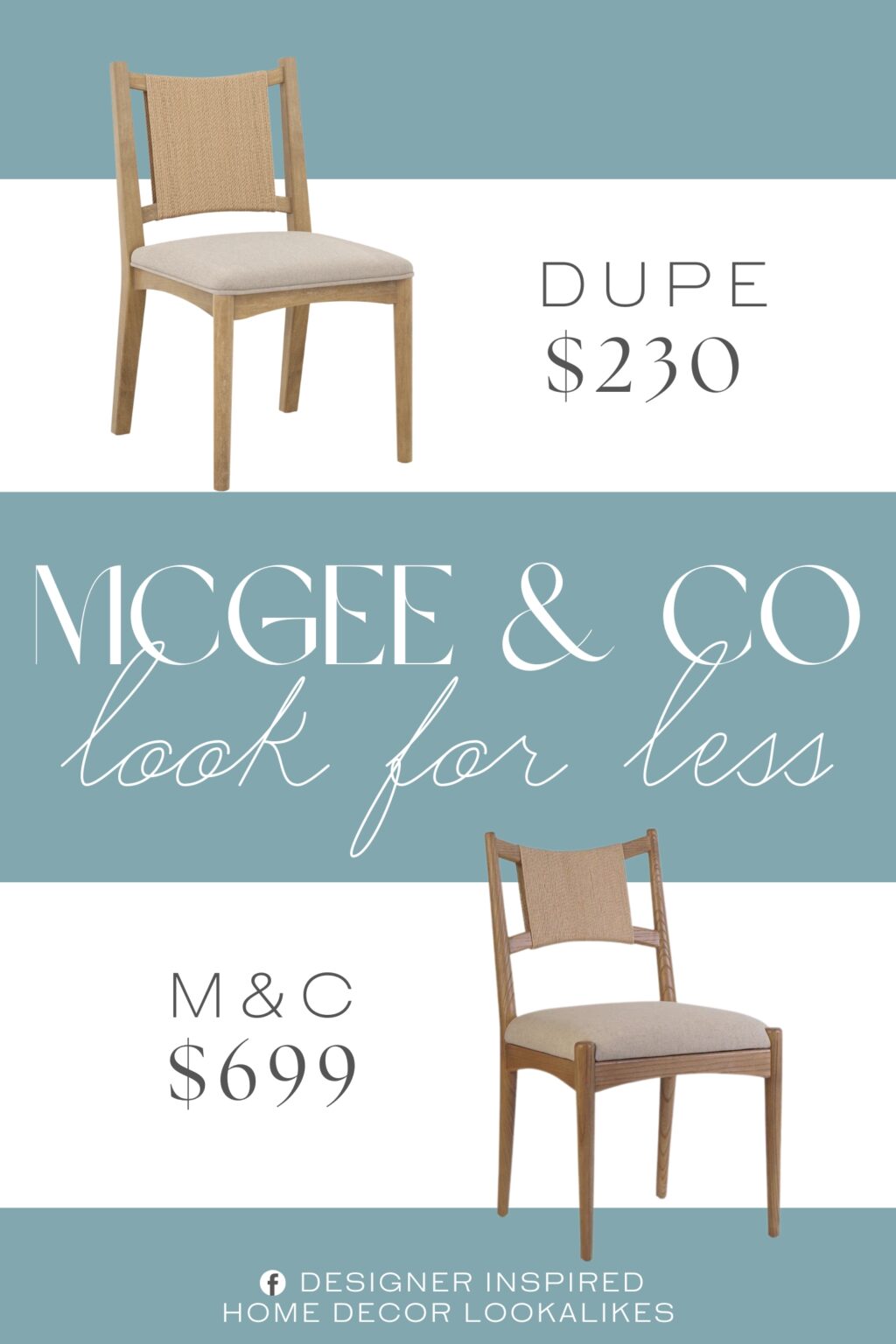 McGee & Co Kimball Dining Chair Dupe. With its beautifully woven synthetic seagrass backrest and solid wood frame, this chair adds a touch of natural charm to any dining room.