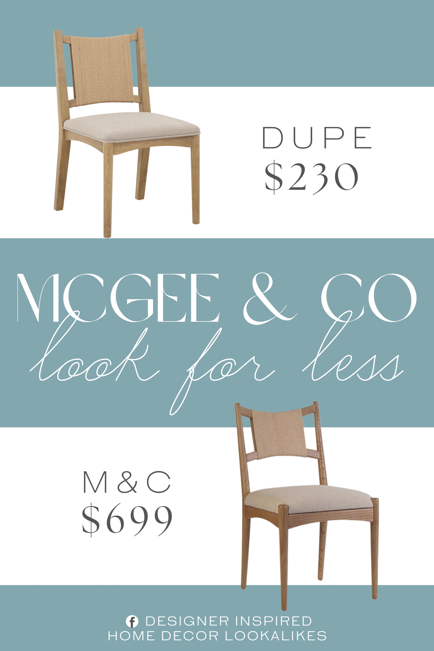 McGee & Co Kimball Dining Chair Dupe. With its beautifully woven synthetic seagrass backrest and solid wood frame, this chair adds a touch of natural charm to any dining room.