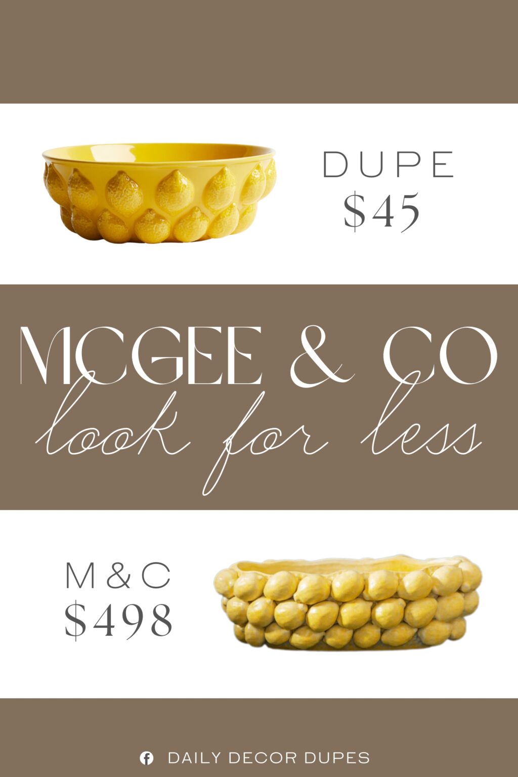 McGee & Co Layered Lemon Bowl Dupe. Large stoneware bowl adorned with sculpted lemon decorations and finished with a shiny glaze.