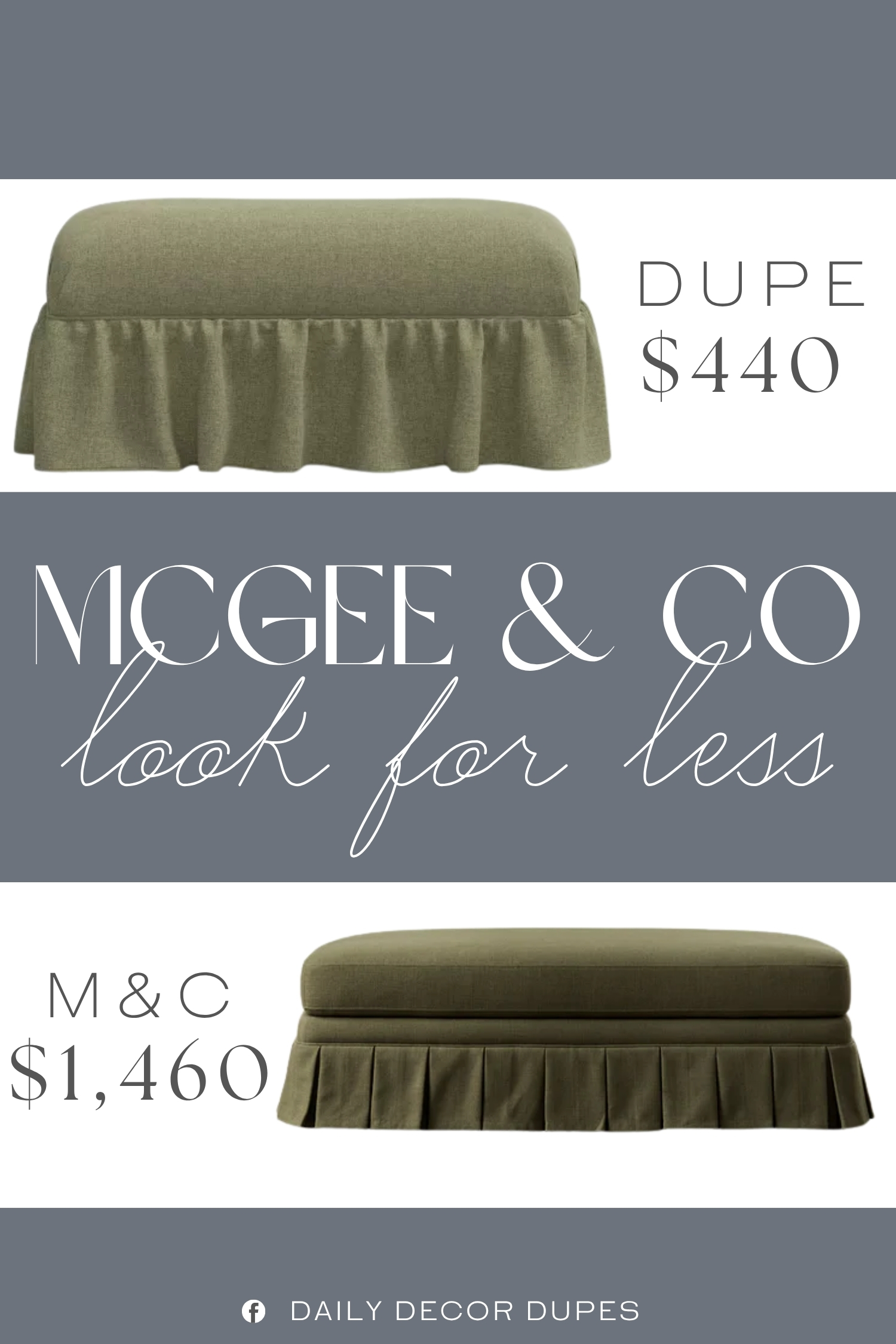 McGee & Co Louisa Ottoman Dupe. Built with a wooden frame, this bench is designed in a rectangular shape with attached cushions and a padded seat to help you sit in complete comfort.