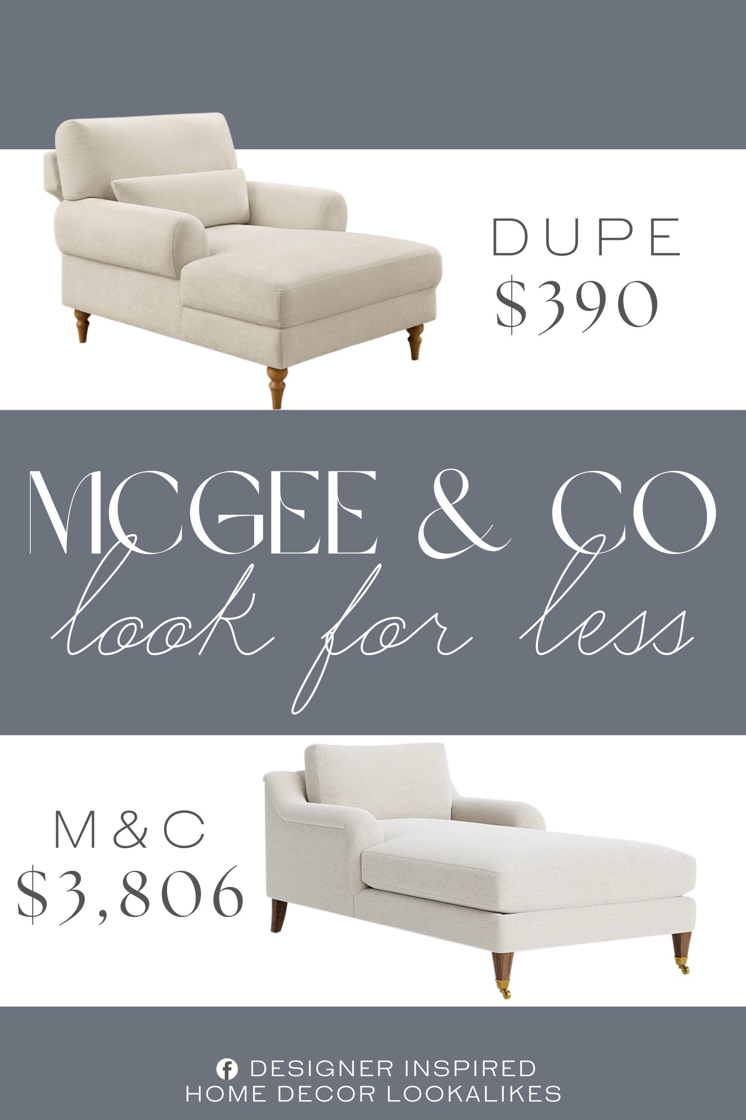McGee & Co Lucille English Roll Arm Chaise Lounge Dupe. Its frame is made from kiln-dried solid wood using mortise and tenon joinery, and it sits on turned legs with a natural finish. It is upholstered in polyester fabric with a neutral hue that blends with your decor.