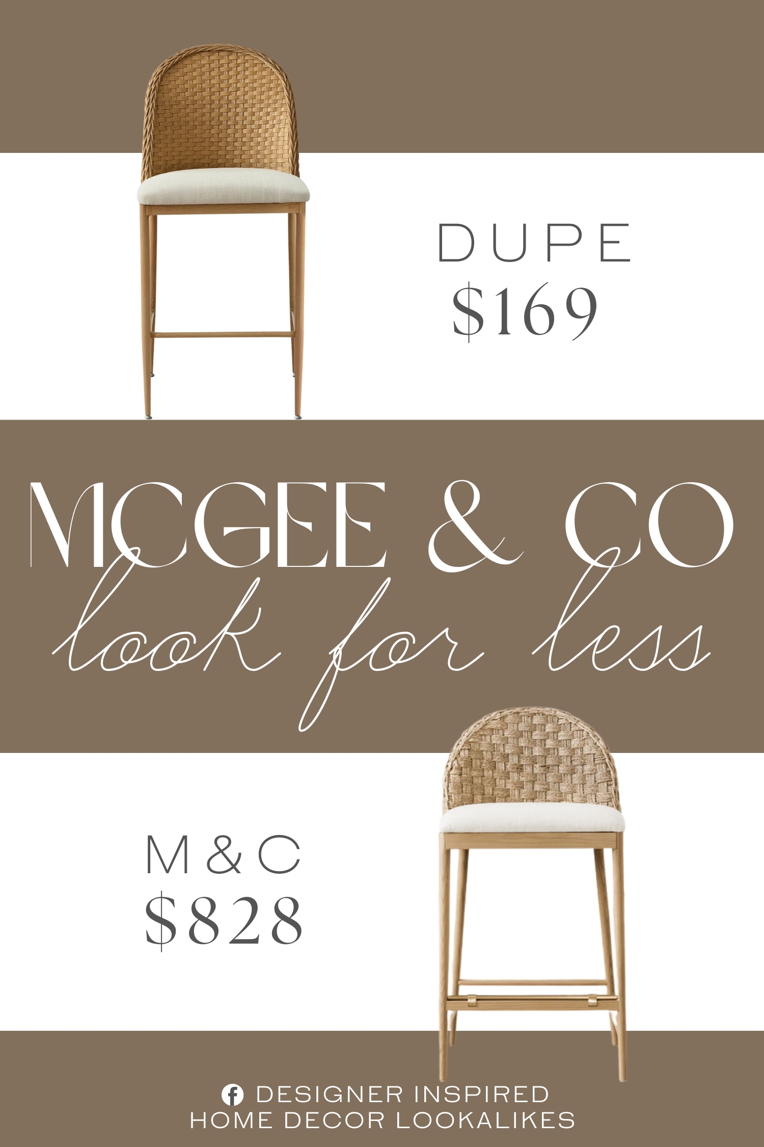 McGee & Co Molly Stool Dupe. This is a beautiful coastal-style rattan counter stool. Although the back is made of faux rattan, it looks just like genuine rattan.