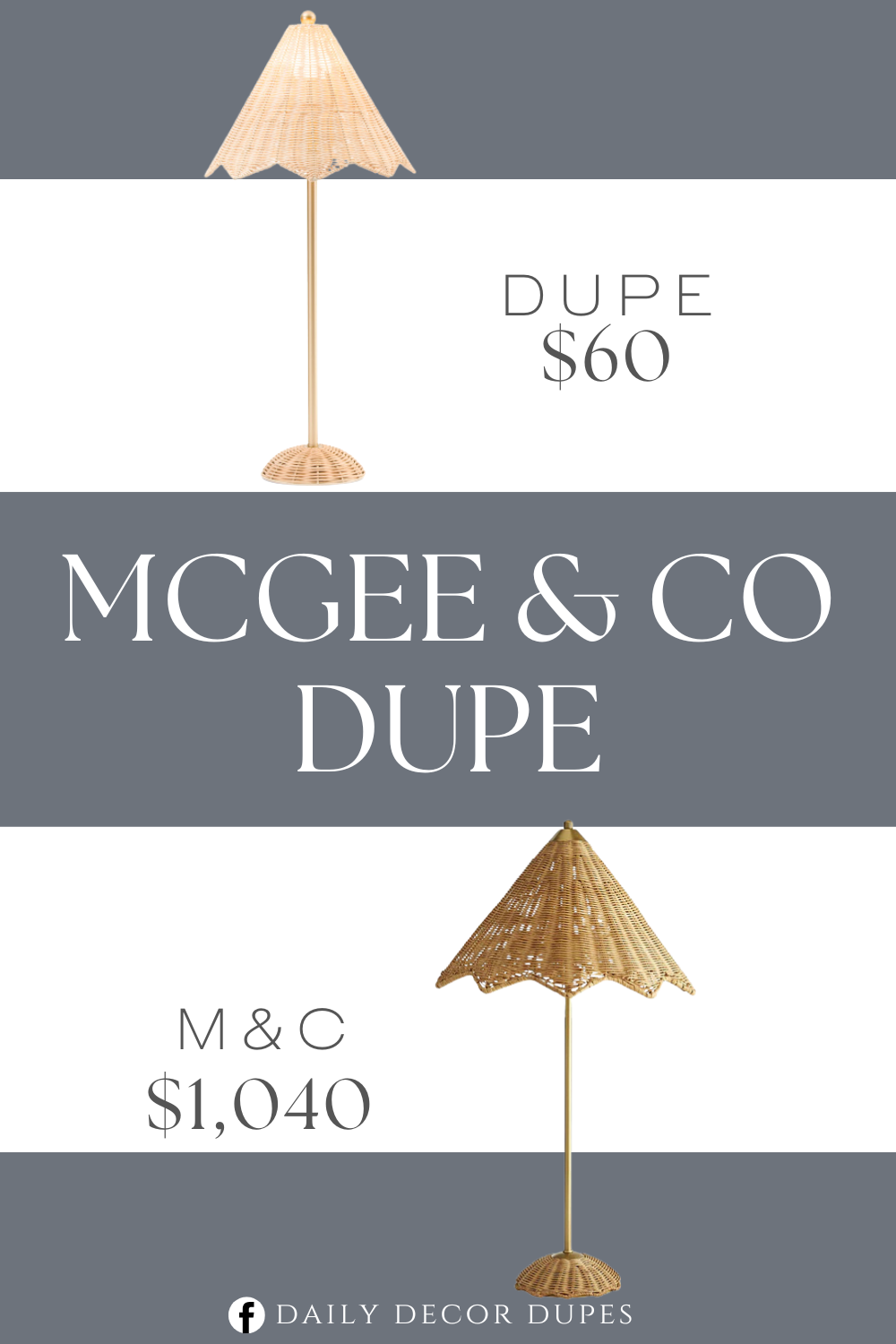 McGee & Co Parasol Table Lamp Dupe. Scalloped shade, polarized plug, turn knob switch, type A, and rattan style. Lamp dimension: 13in D x 28.5in H, 5ft cord length.