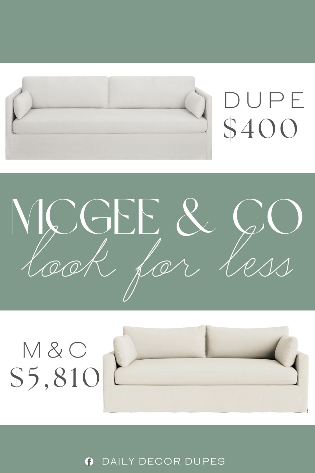 McGee & Co Peterson Classic Slipcover Sofa Dupe. Made of durable and quality materials with a sinuous spring seat and upholstered wood frame.