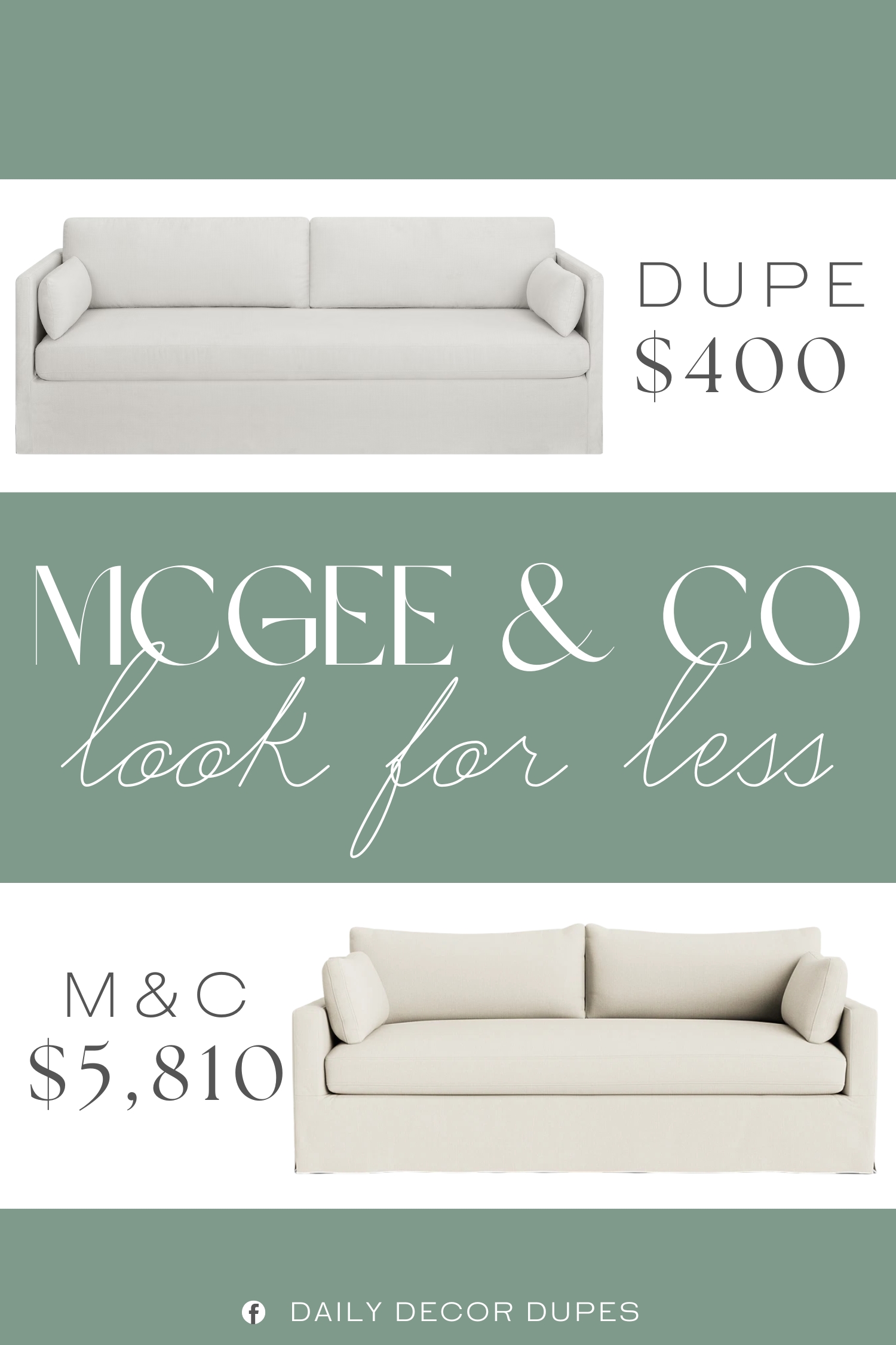 McGee & Co Peterson Classic Slipcover Sofa Dupe. Made of durable and quality materials with a sinuous spring seat and upholstered wood frame.