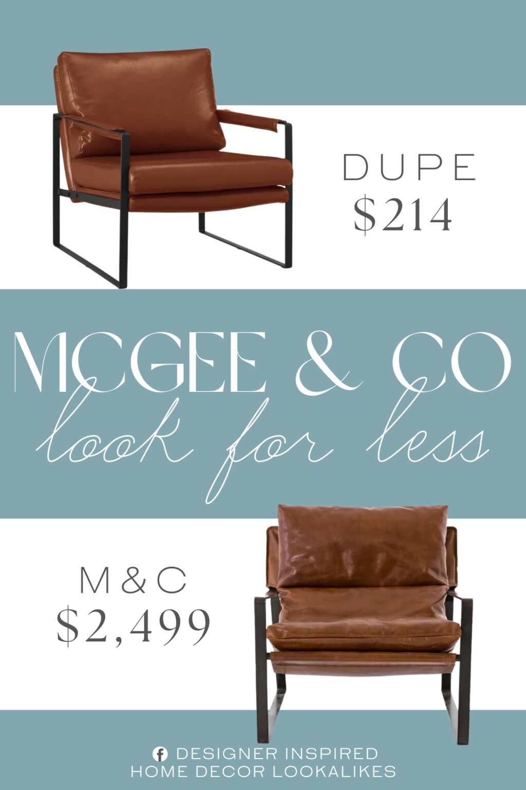McGee & Co Peyton Leather Sling Chair Dupe. For the genuine leather option, the front of the seat is upholstered with genuine leather, the back is upholstered with faux leather.