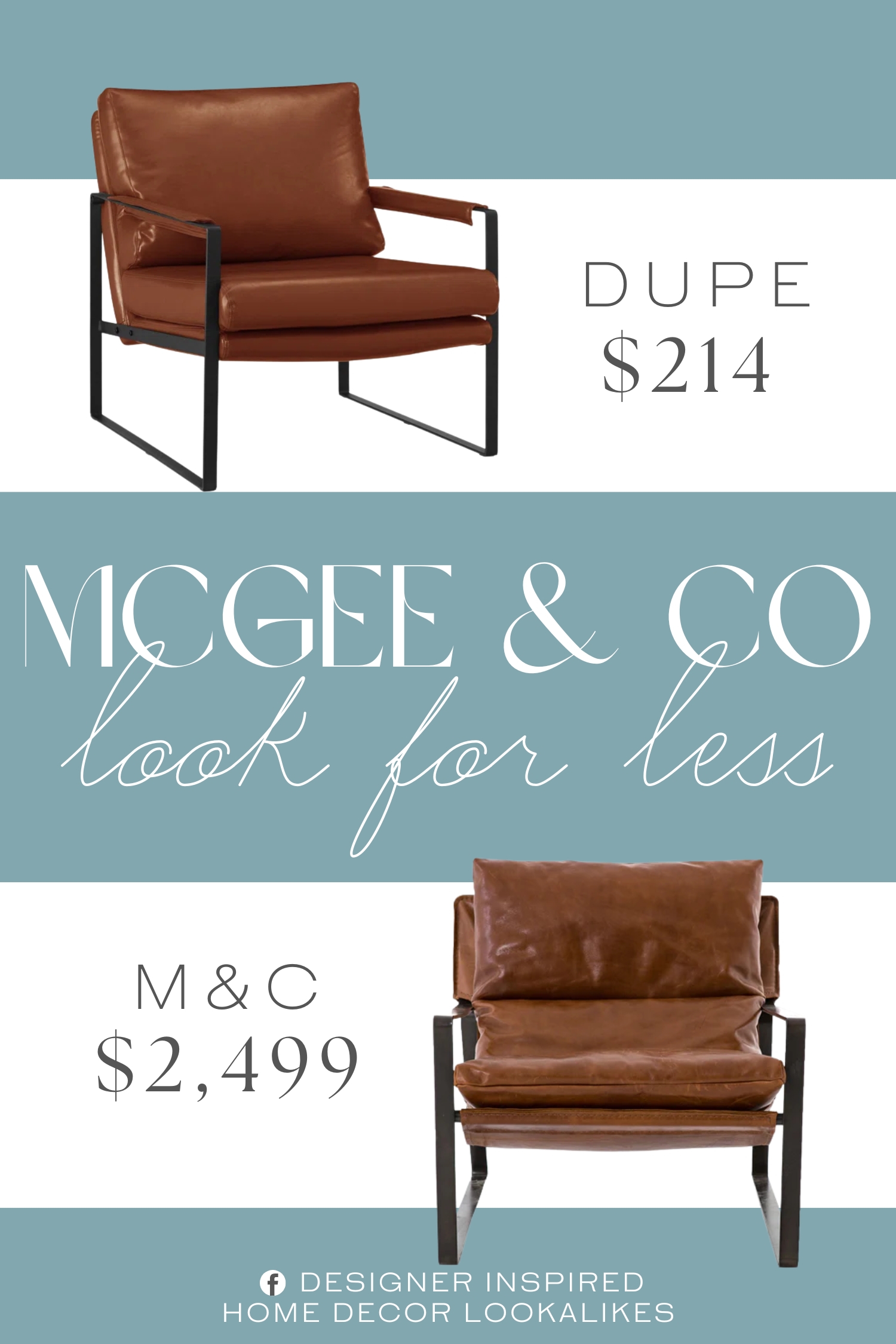 McGee & Co Peyton Leather Sling Chair Dupe. For the genuine leather option, the front of the seat is upholstered with genuine leather, the back is upholstered with faux leather.