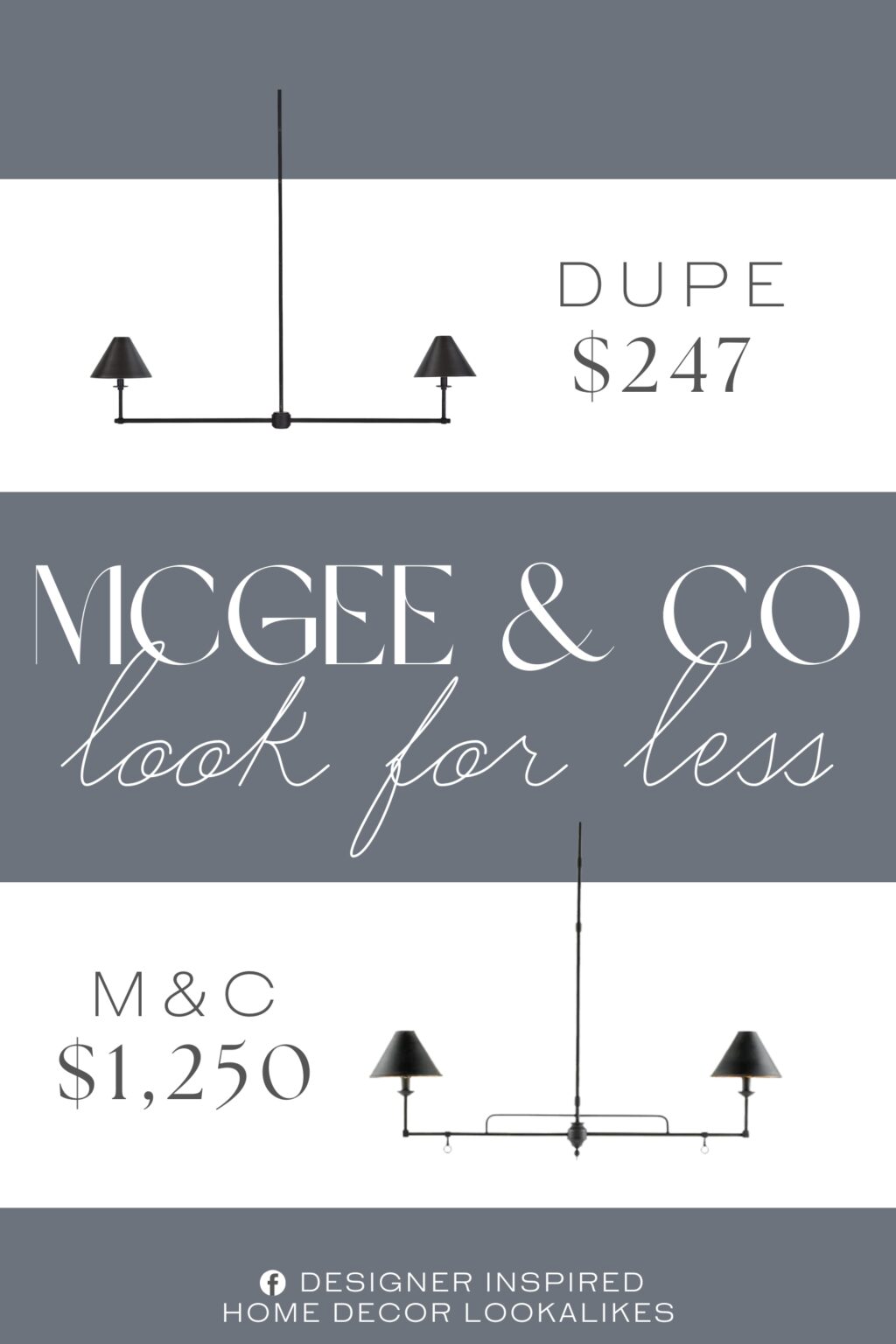 McGee & Co Prosperity Rectangular Chandelier Dupe. Made of steel. Hand applied black finish. Matching black metal shades.