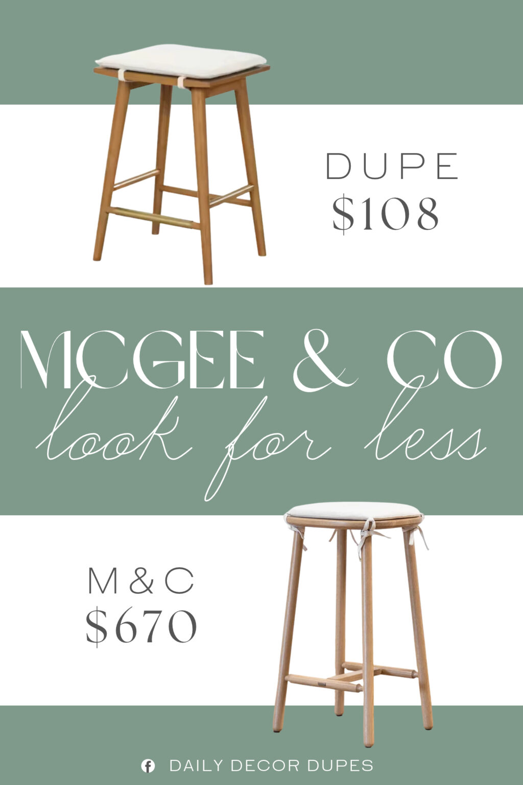 McGee & Co Ralph Oak Counter Stool Dupe. Elegant mid-century modern design adds aesthetics Durable solid wood construction ensures longevity Conveniently placed footrests for added comfort