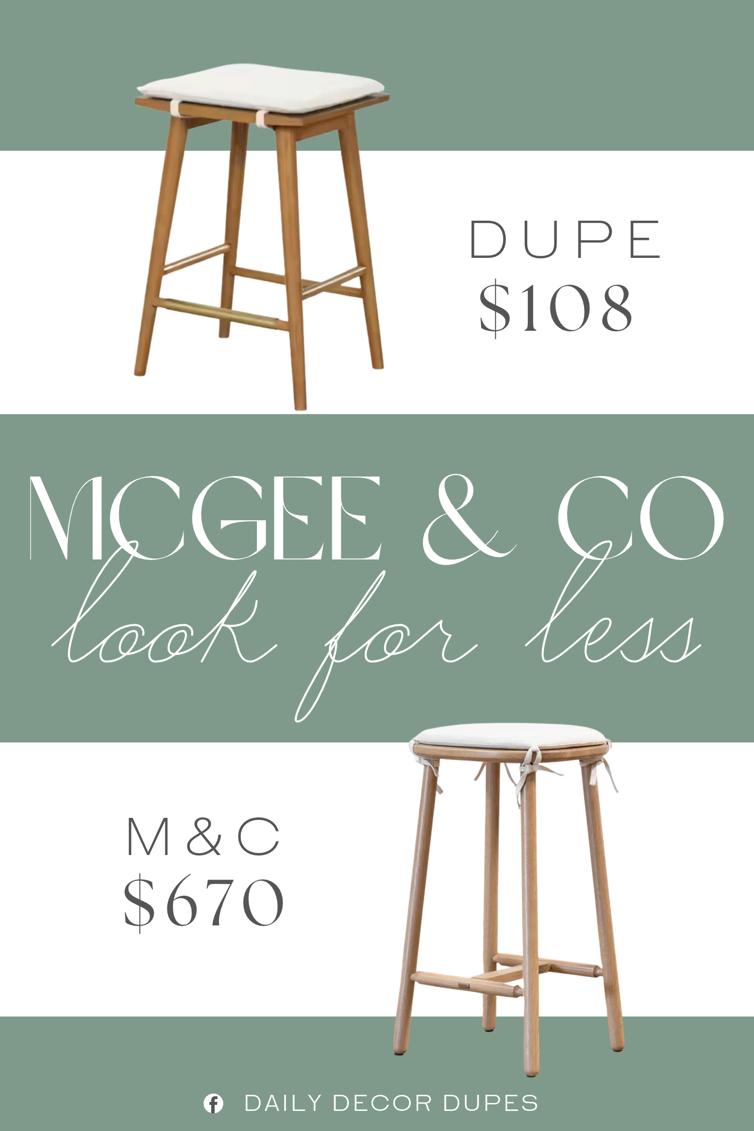 McGee & Co Ralph Oak Counter Stool Dupe. Elegant mid-century modern design adds aesthetics Durable solid wood construction ensures longevity Conveniently placed footrests for added comfort