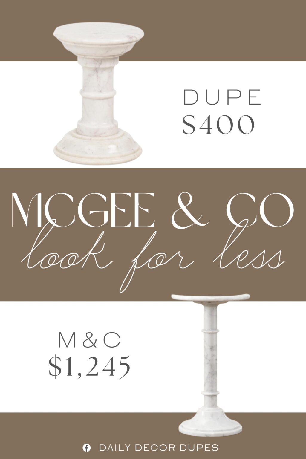 McGee & Co St. John Side Table Dupe. features soft curves and natural veining. Marble.