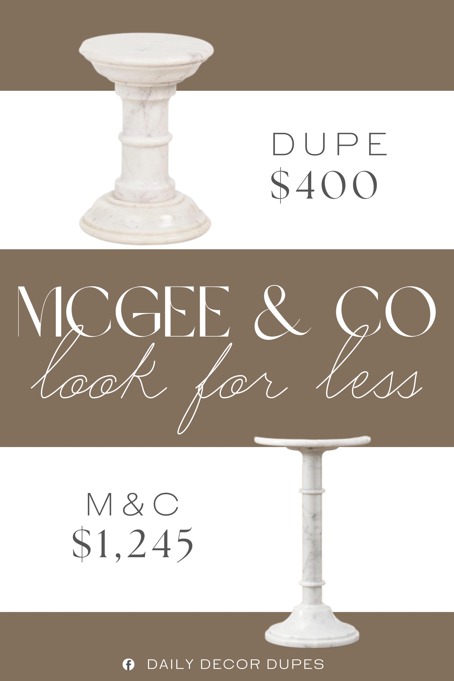 McGee & Co St. John Side Table Dupe. features soft curves and natural veining. Marble.