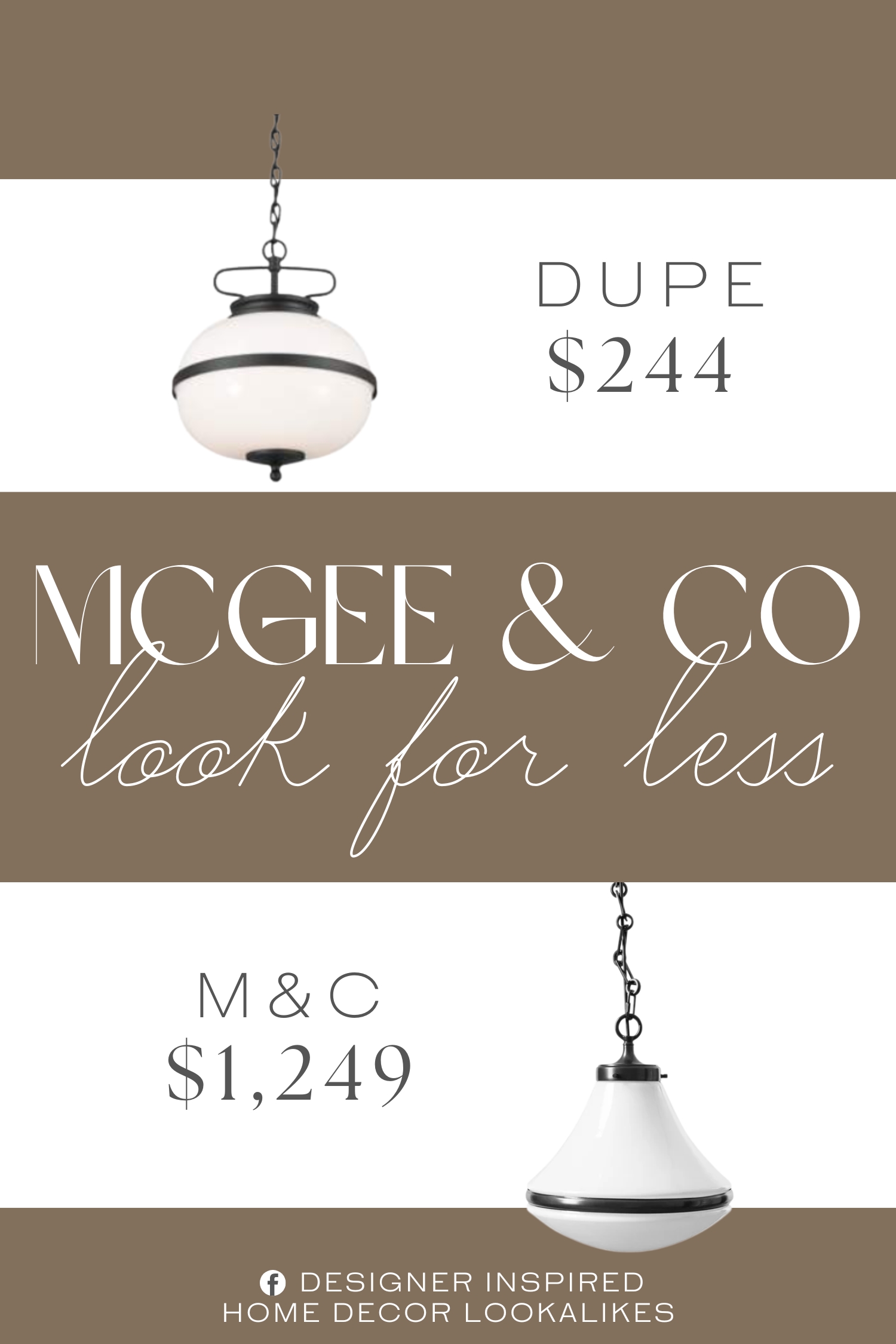 McGee & Co Sutter Pendant Dupe. Its white glass allows for a soft, diffused light, while the banding and metal hardware.